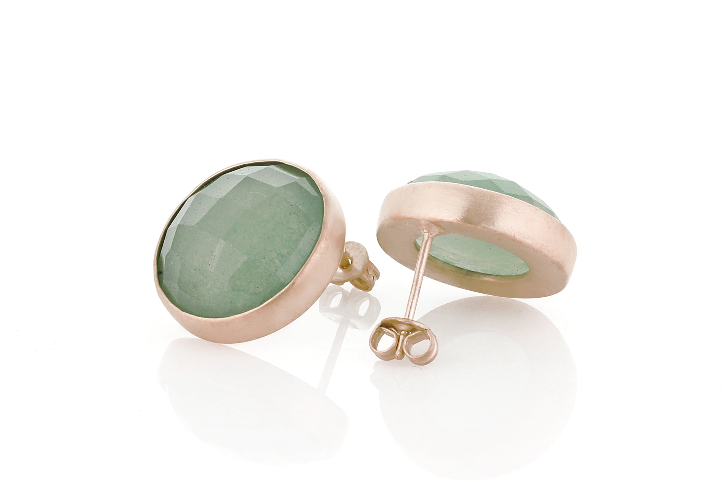 Green Aventurine Gemstone Gold Stud Earrings Earrings Anemone Limited
