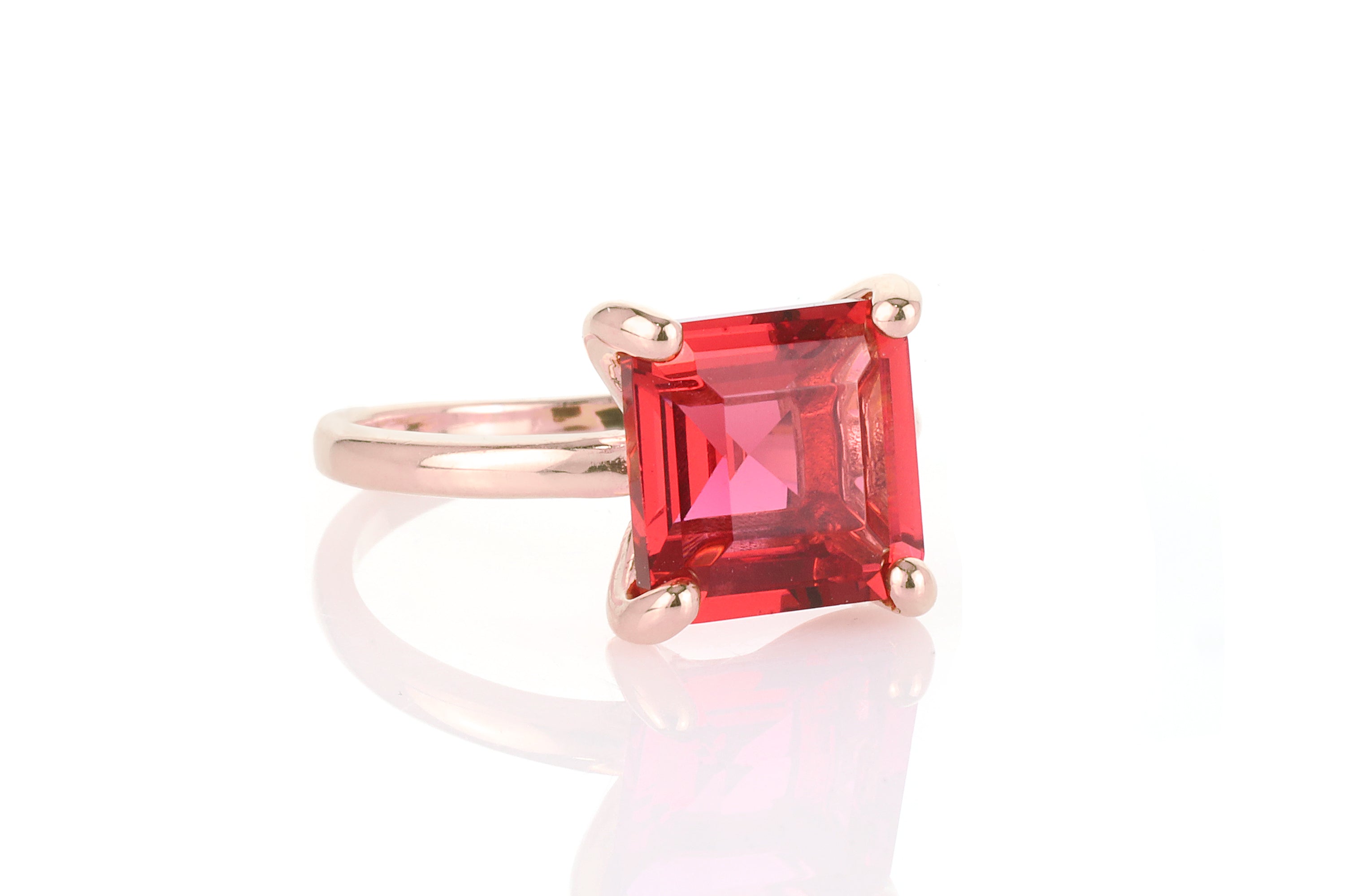 14k Square Cut Pink Tourmaline Ring Rings Anemone Unique