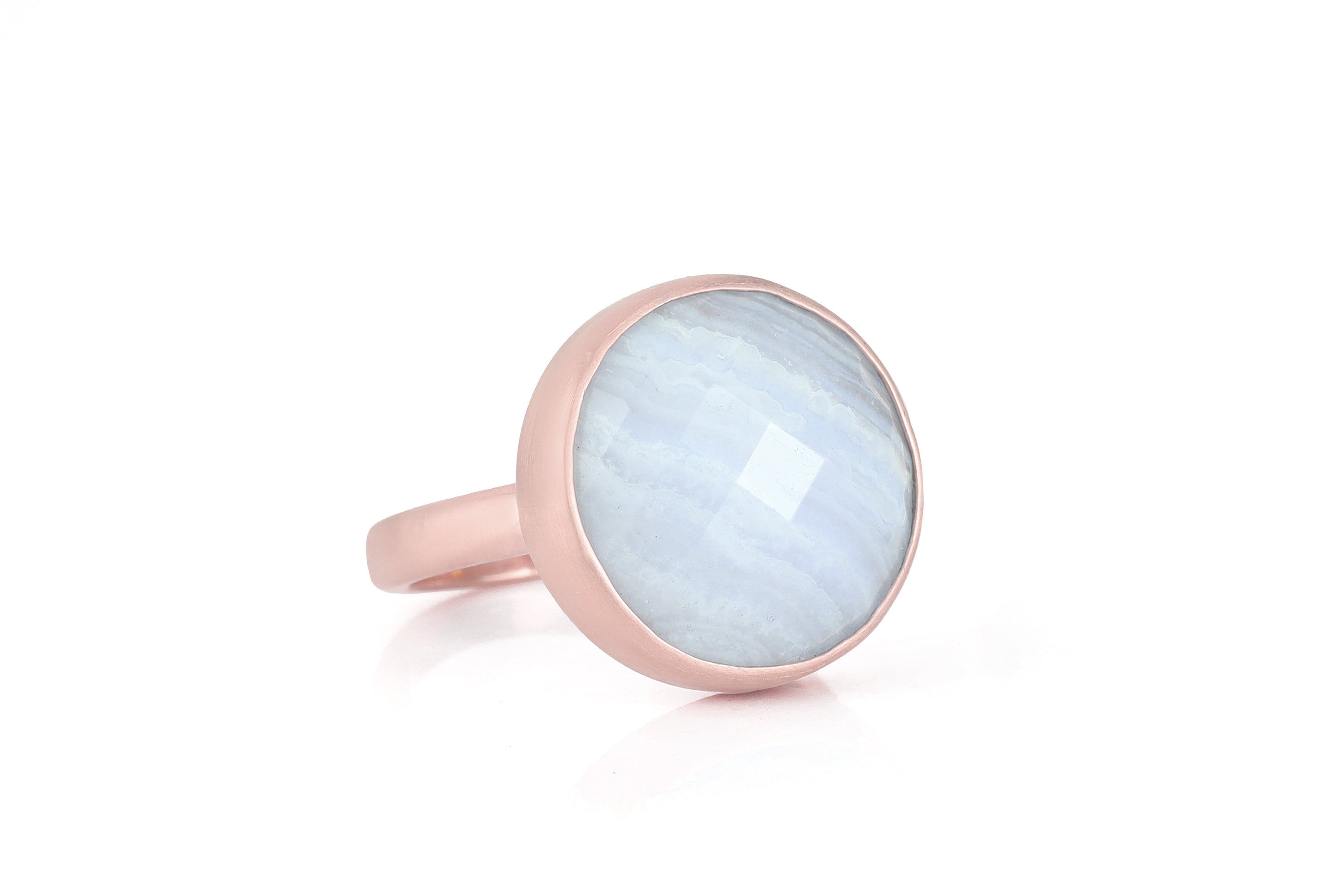 Round Blue Lace Agate Gold Ring Rings Anemone Limited