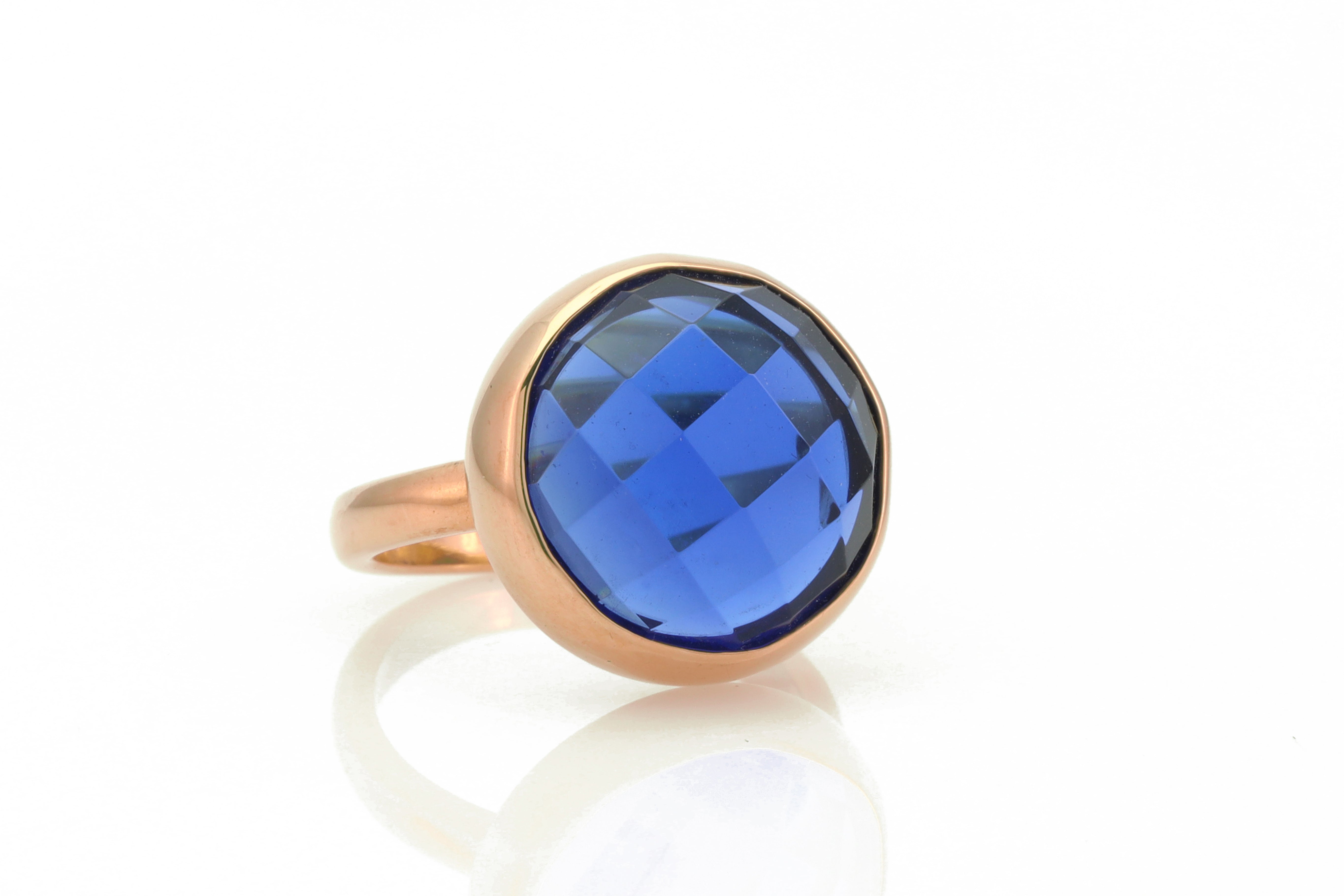 Large Bezel Set Blue Sapphire Statement 14k Gold Ring Rings Anemone Limited
