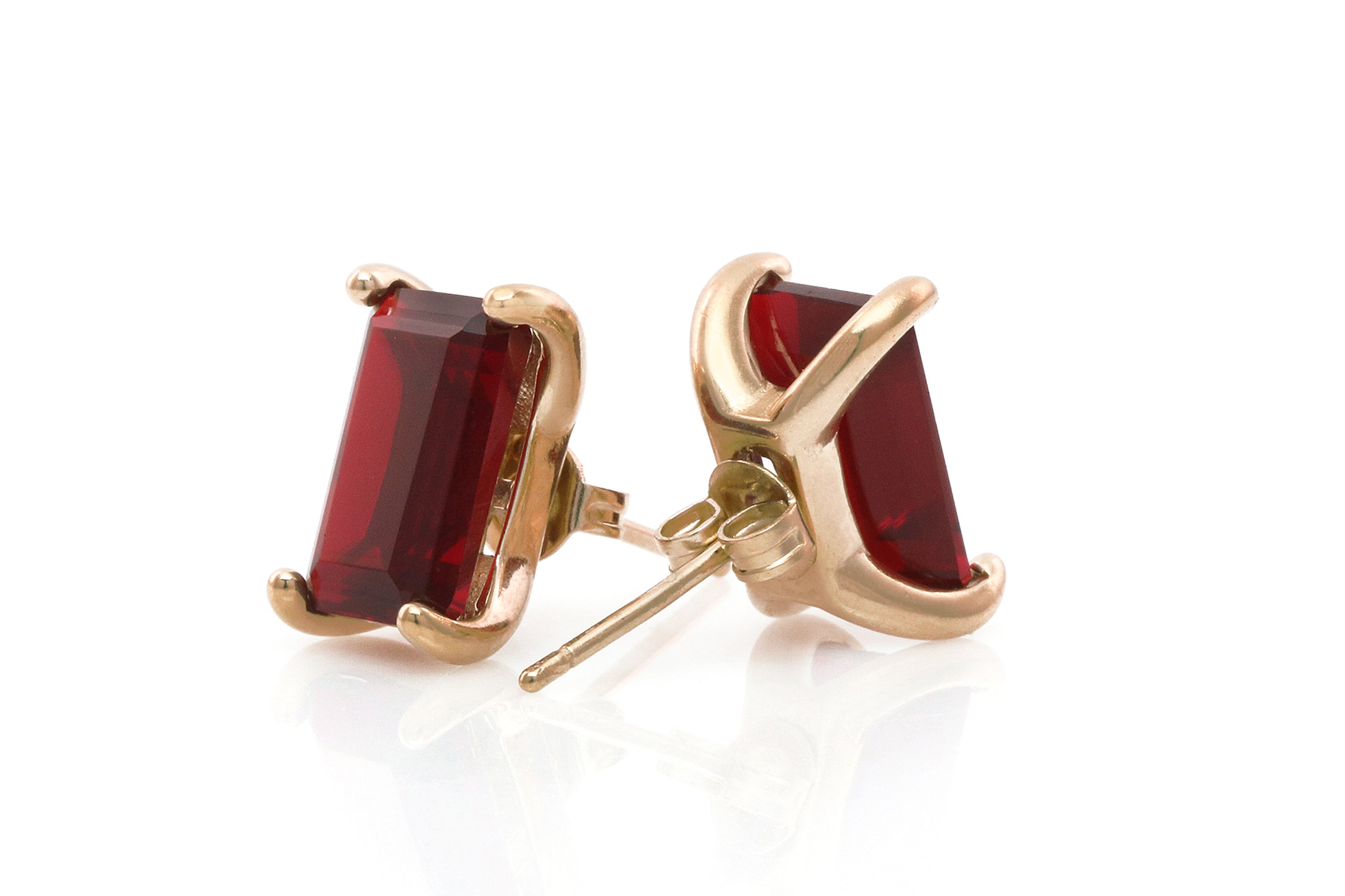 Garnet Gold Stud Earrings Earrings Anemone Unique