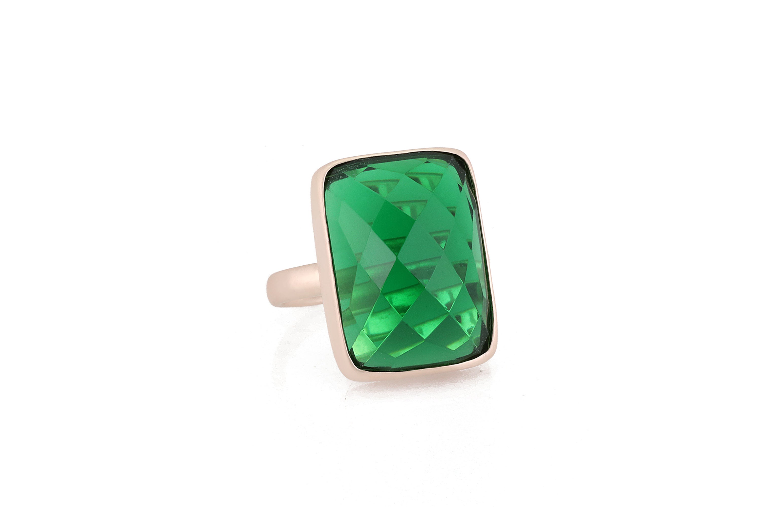 Sterling Silver Rectangle Cut Emerald Bezel Ring Rings Anemone Limited