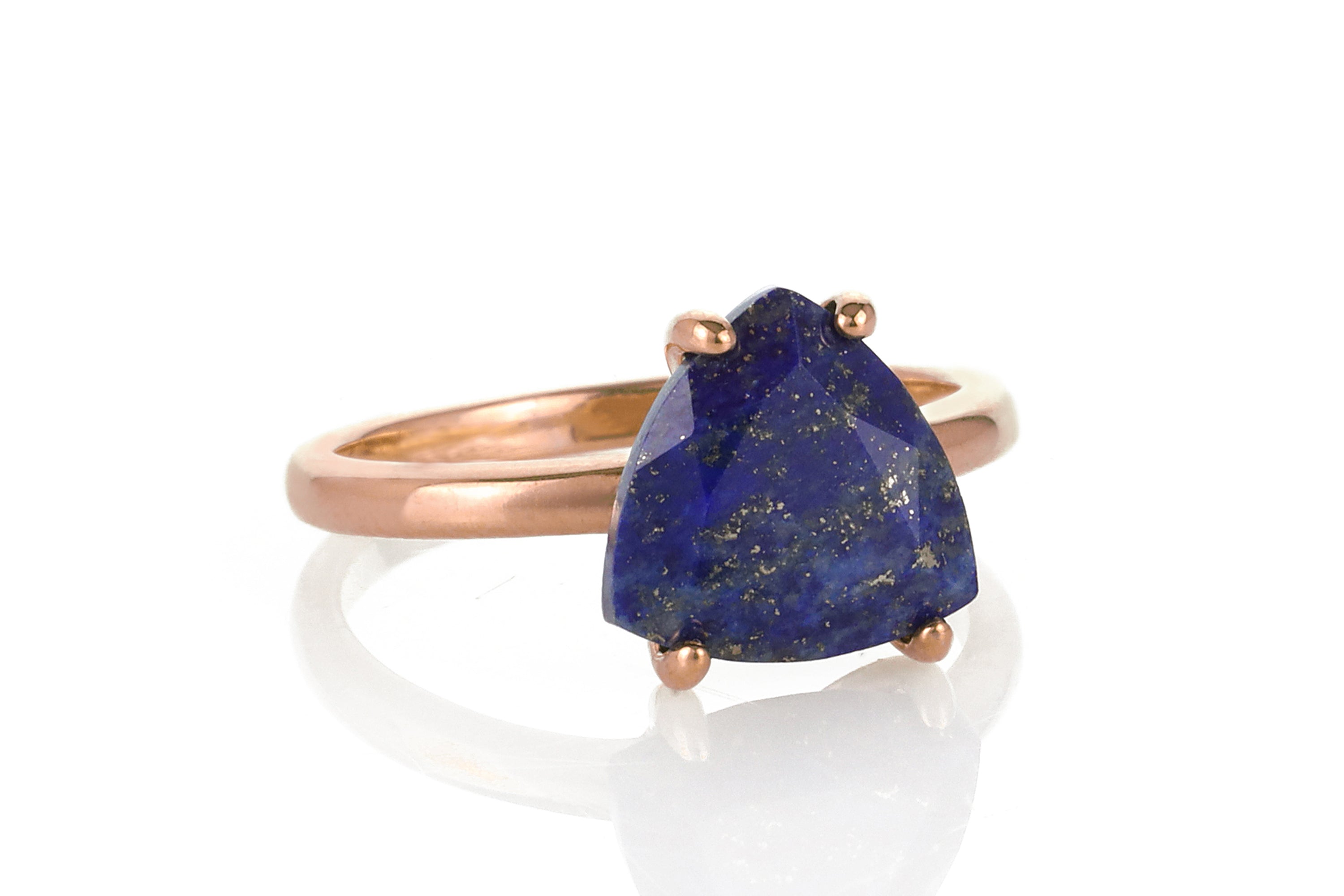 Shiny Rose Gold Lapis Lazuli Ring Rings Anemone Unique