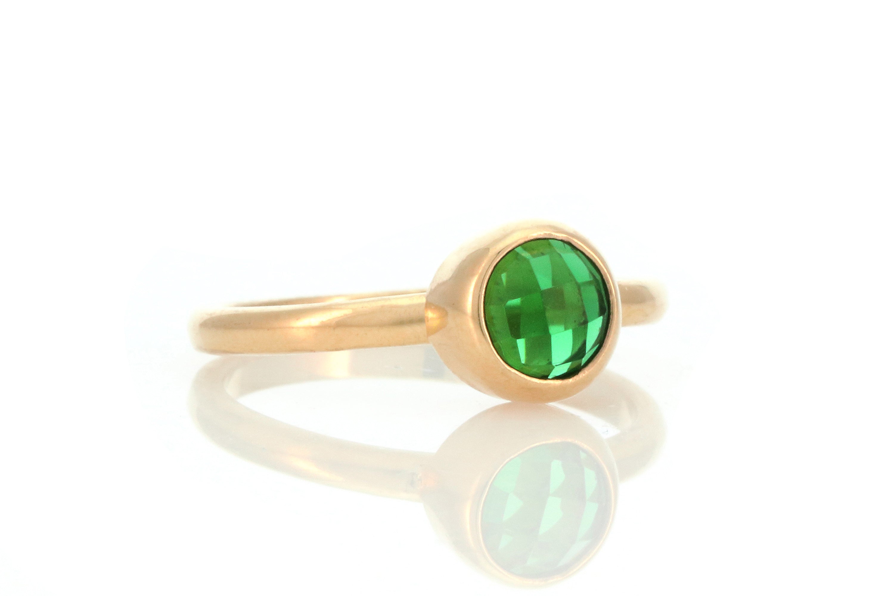 Delicate Round Cut Emerald Gold Ring Rings Anemone Limited