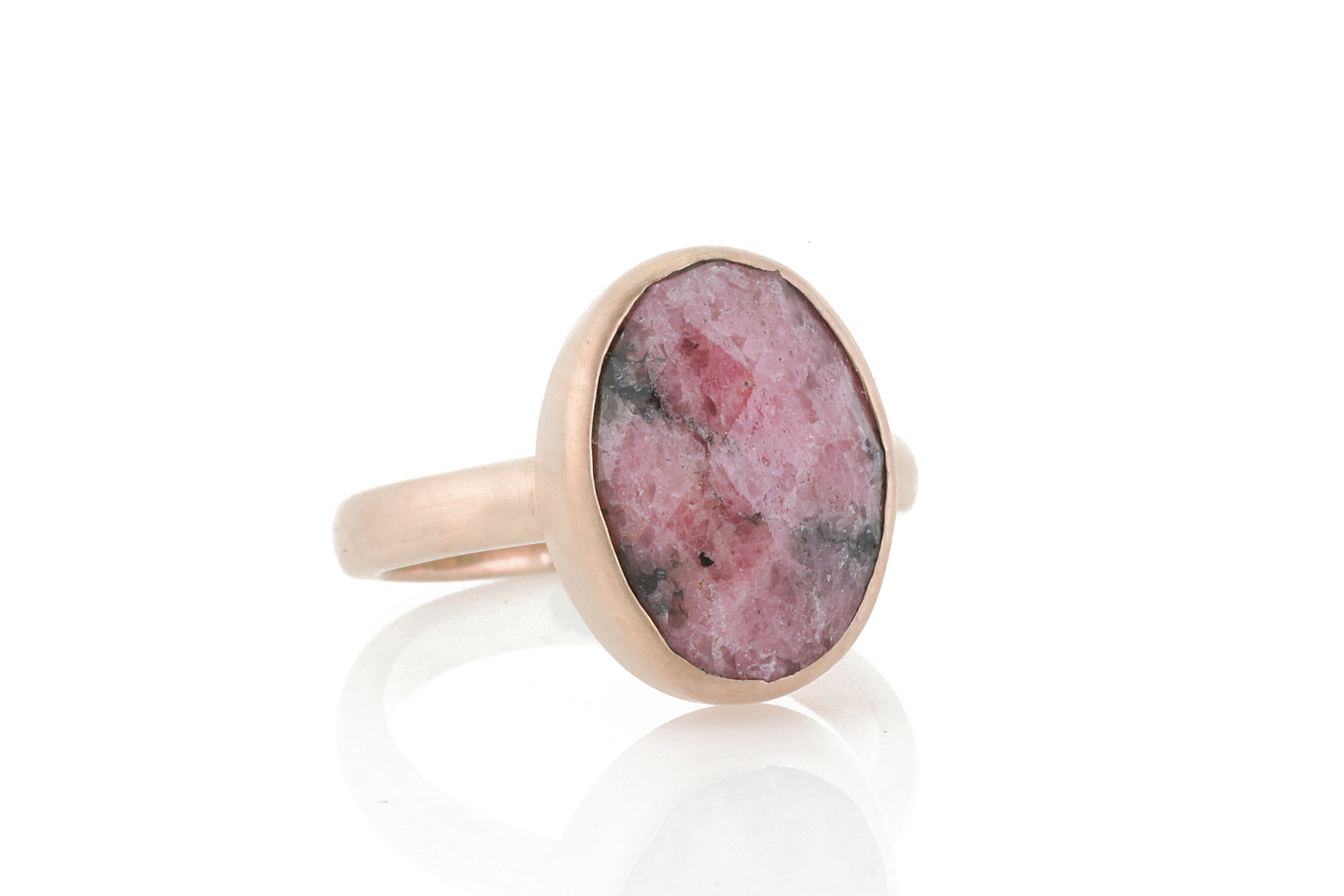Bezel Set Oval Pink Rhodonite Ring Rings Anemone Limited