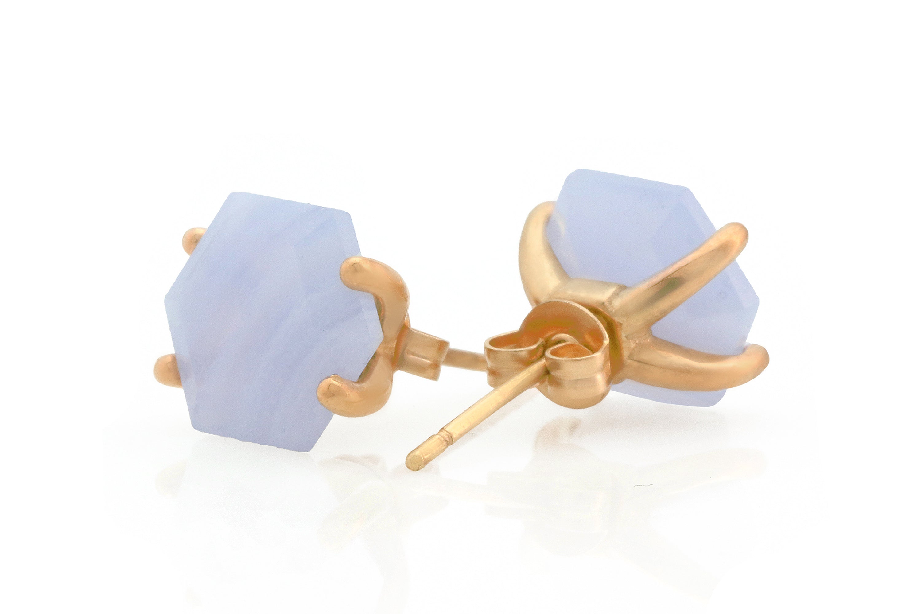 Lovely Blue Lace Agate Gold Earrings Earrings Anemone Unique