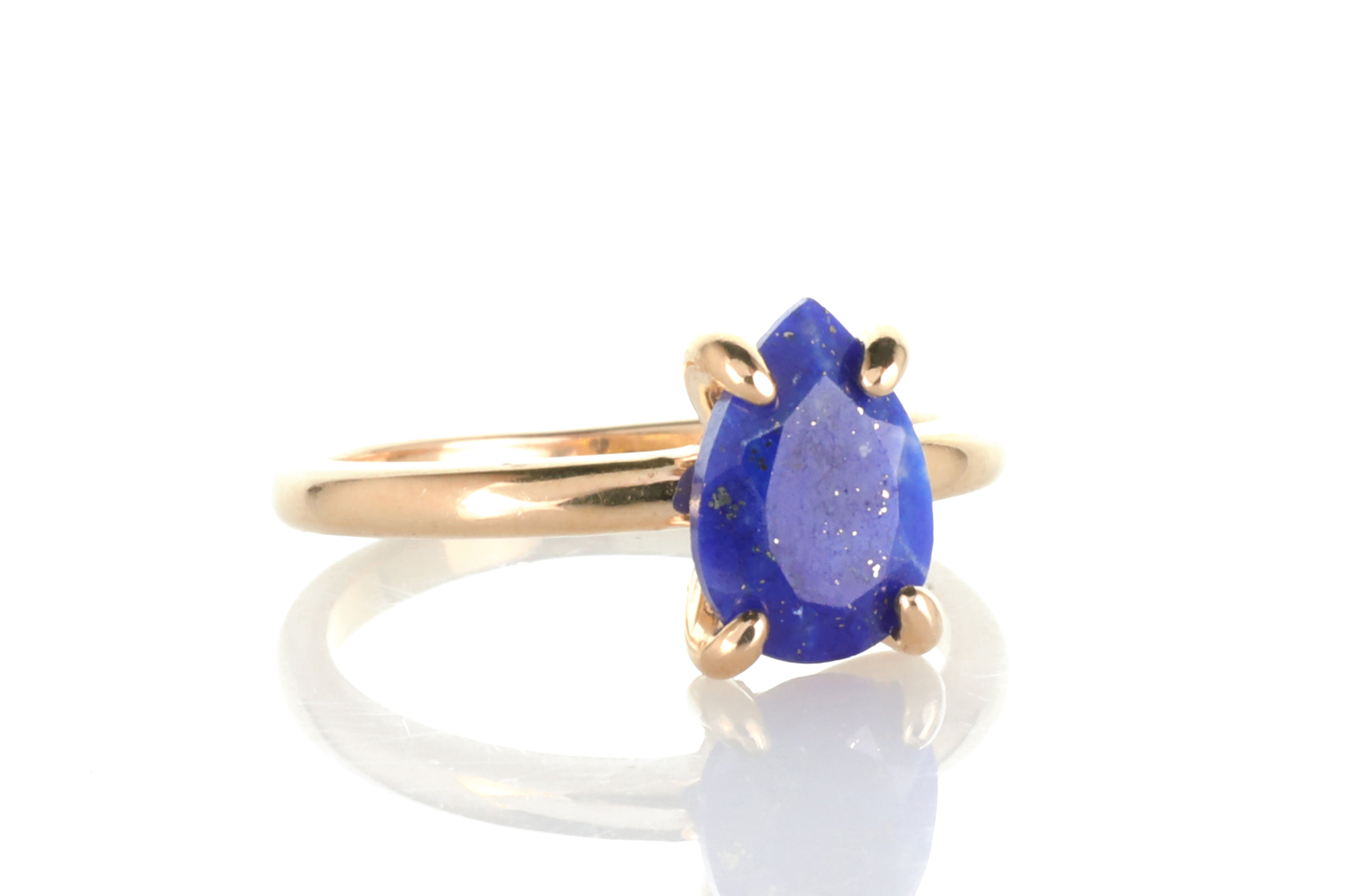 Pear Lapis Lazuli Ring in 14k Rose Gold Rings Anemone Jewelry