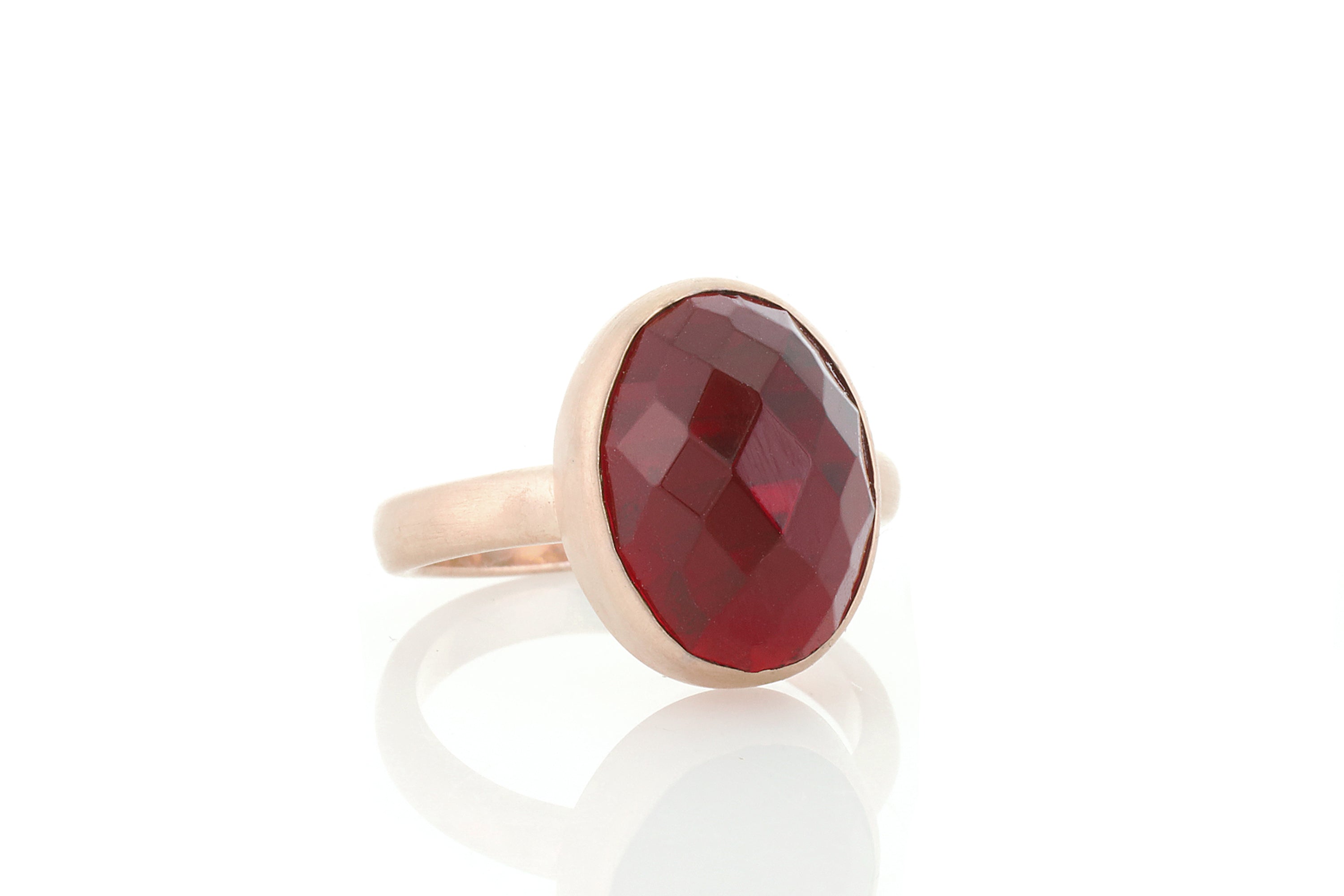 Oval Cut Garnet Gemstone Ring in Bezel Gold Setting Rings Anemone Limited