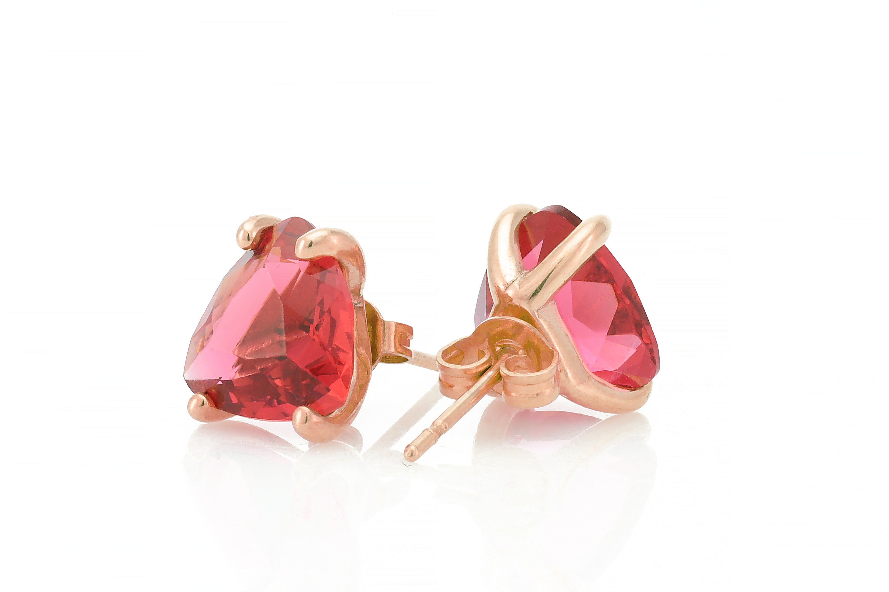 Trillion Cut Pink Tourmaline Gold Earrings Earrings Anemone Unique