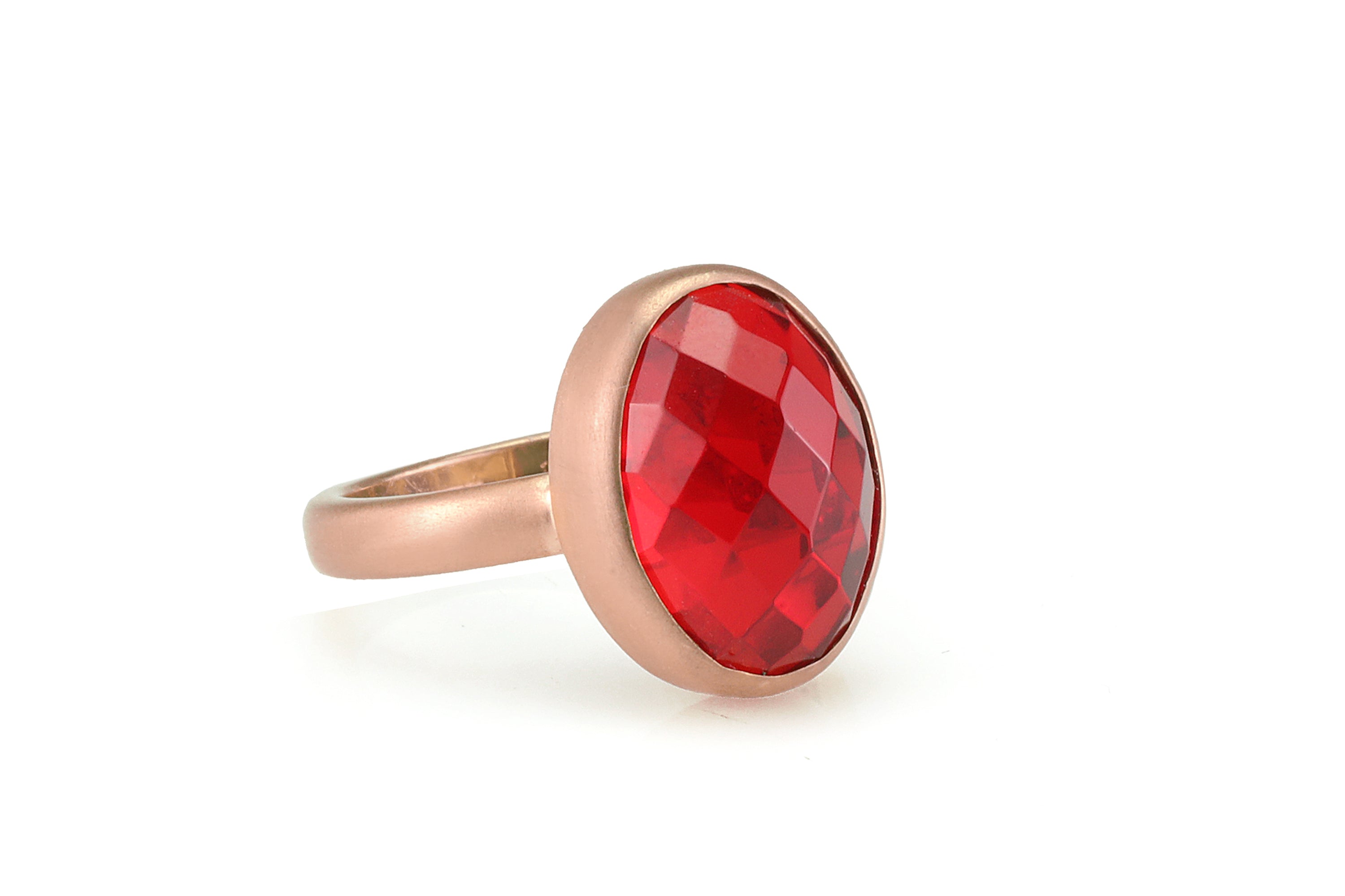 Bezel Set Brushed Gold Ruby Ring Rings Anemone Limited