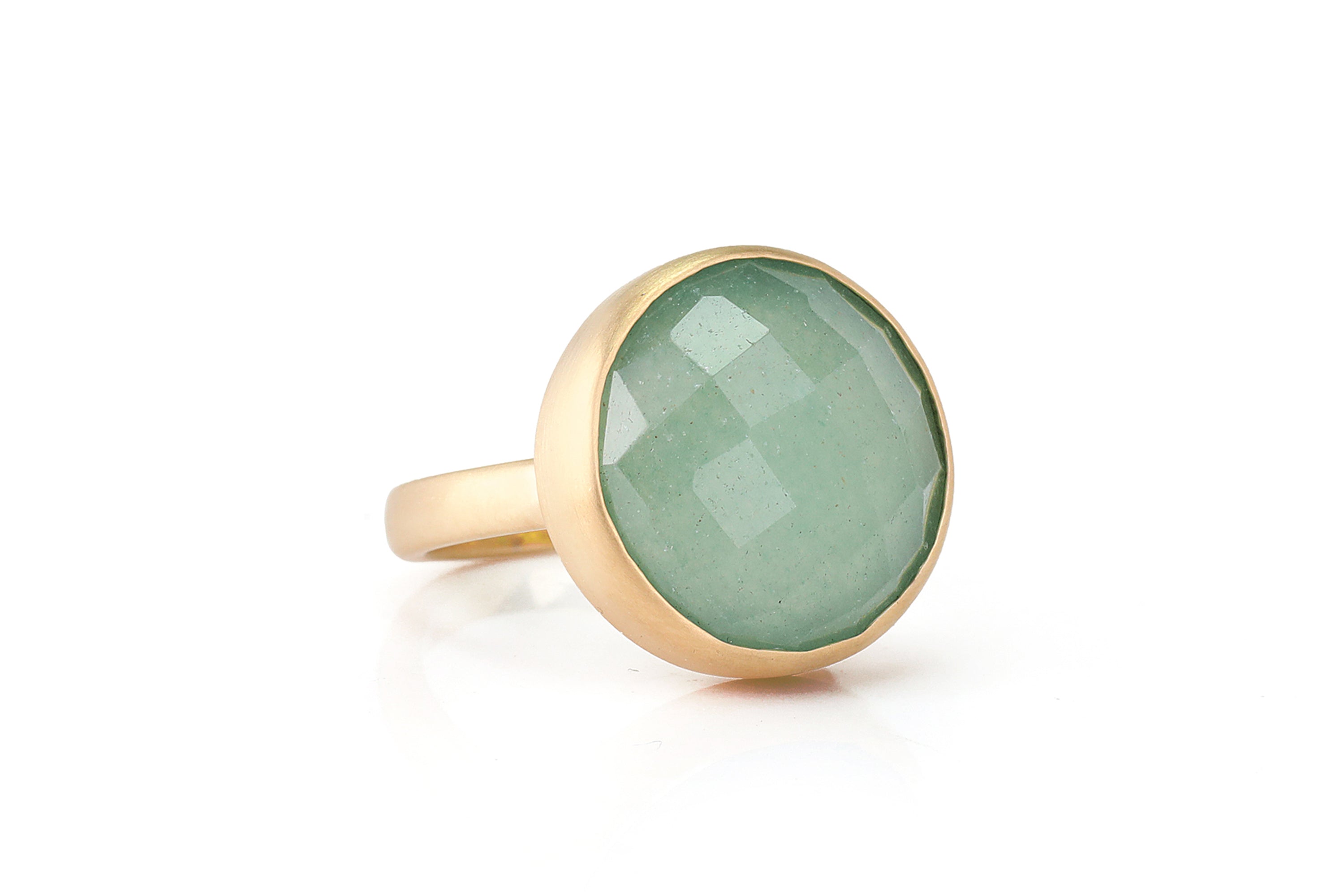 14k Gold Green Aventurine Bezel Ring Rings Anemone Limited