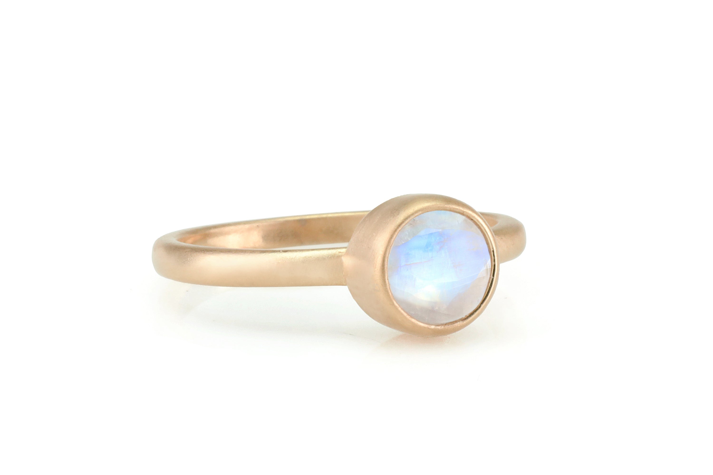 14k Gold Stack Ring with Rainbow Moonstone Rings Anemone Limited