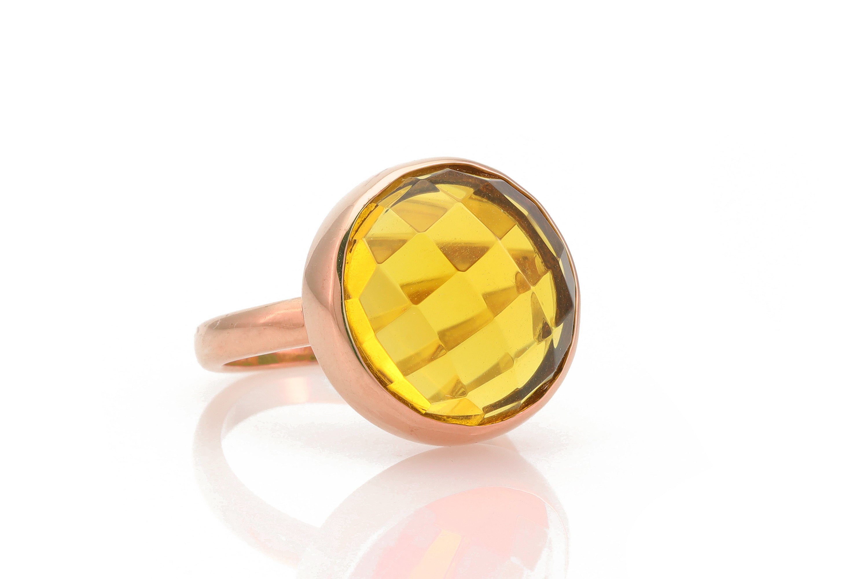 Round Citrine Bezel Ring in 14k Gold Rings Anemone Limited