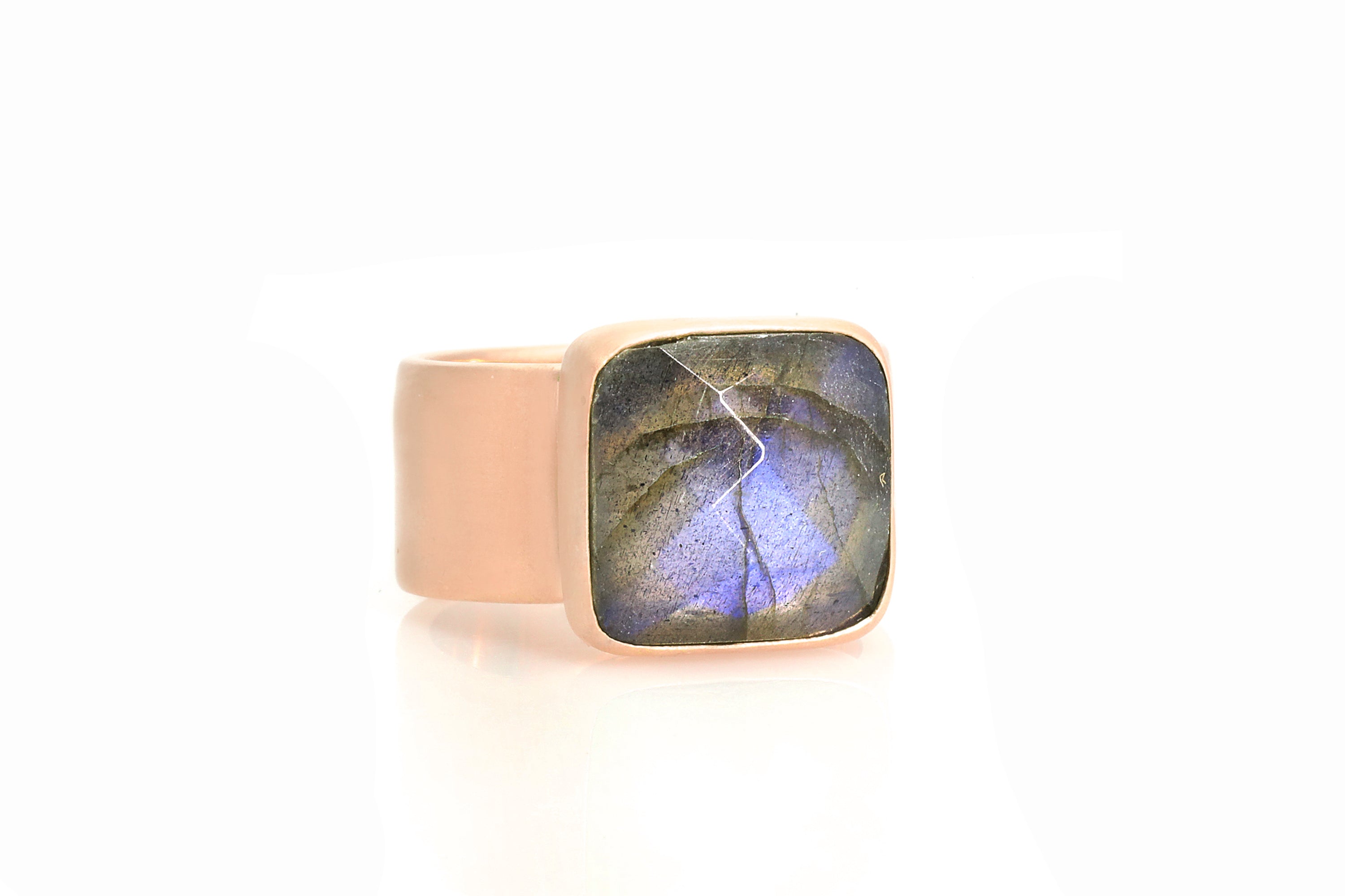 Thick Band Labradorite Square Gold Ring Rings Anemone Limited