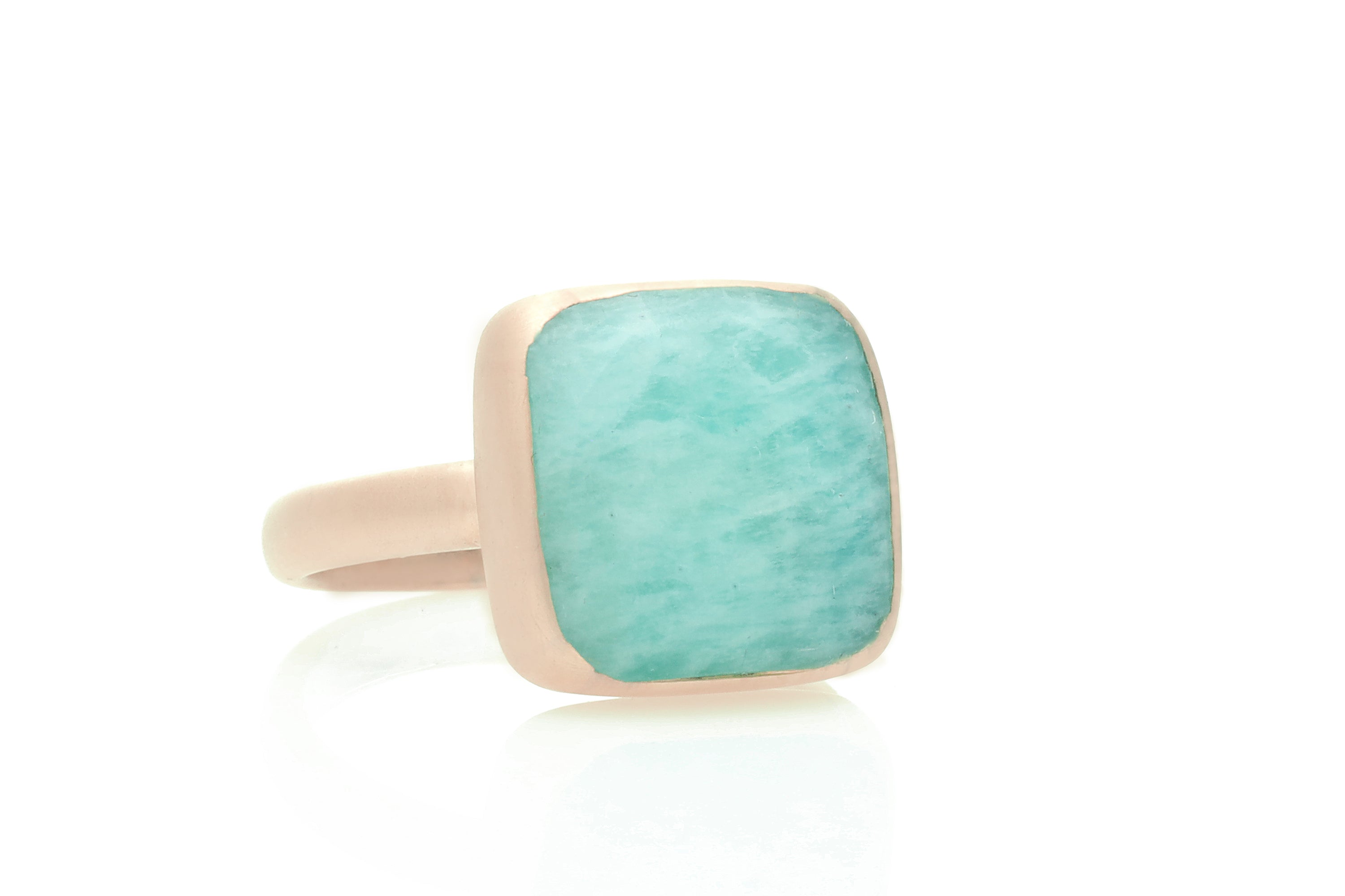 Square Rose Cut Amazonite Bezel Ring Rings Anemone Limited