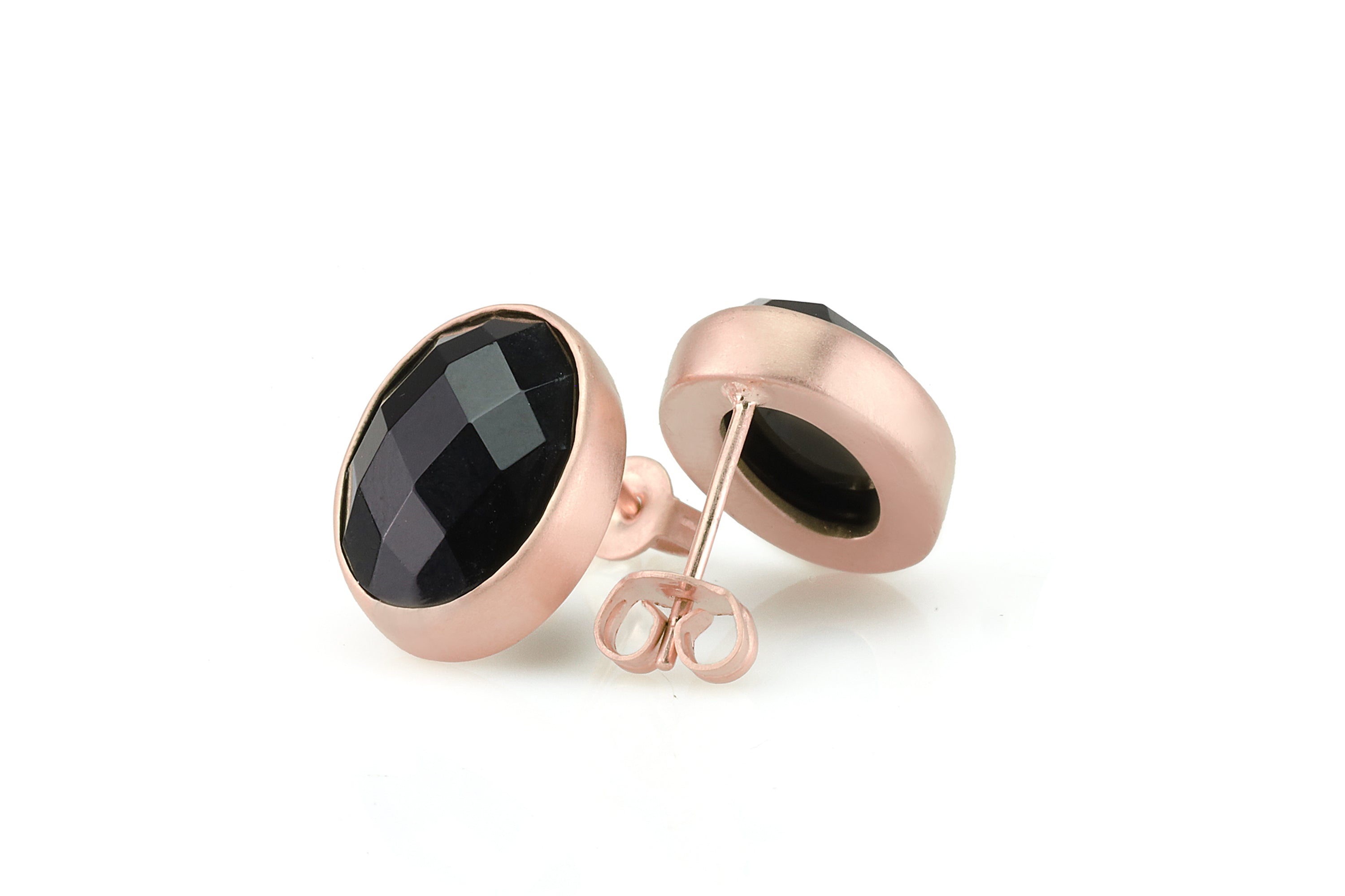 Gold Oval Stud Black Onyx Earrings Earrings Anemone Limited
