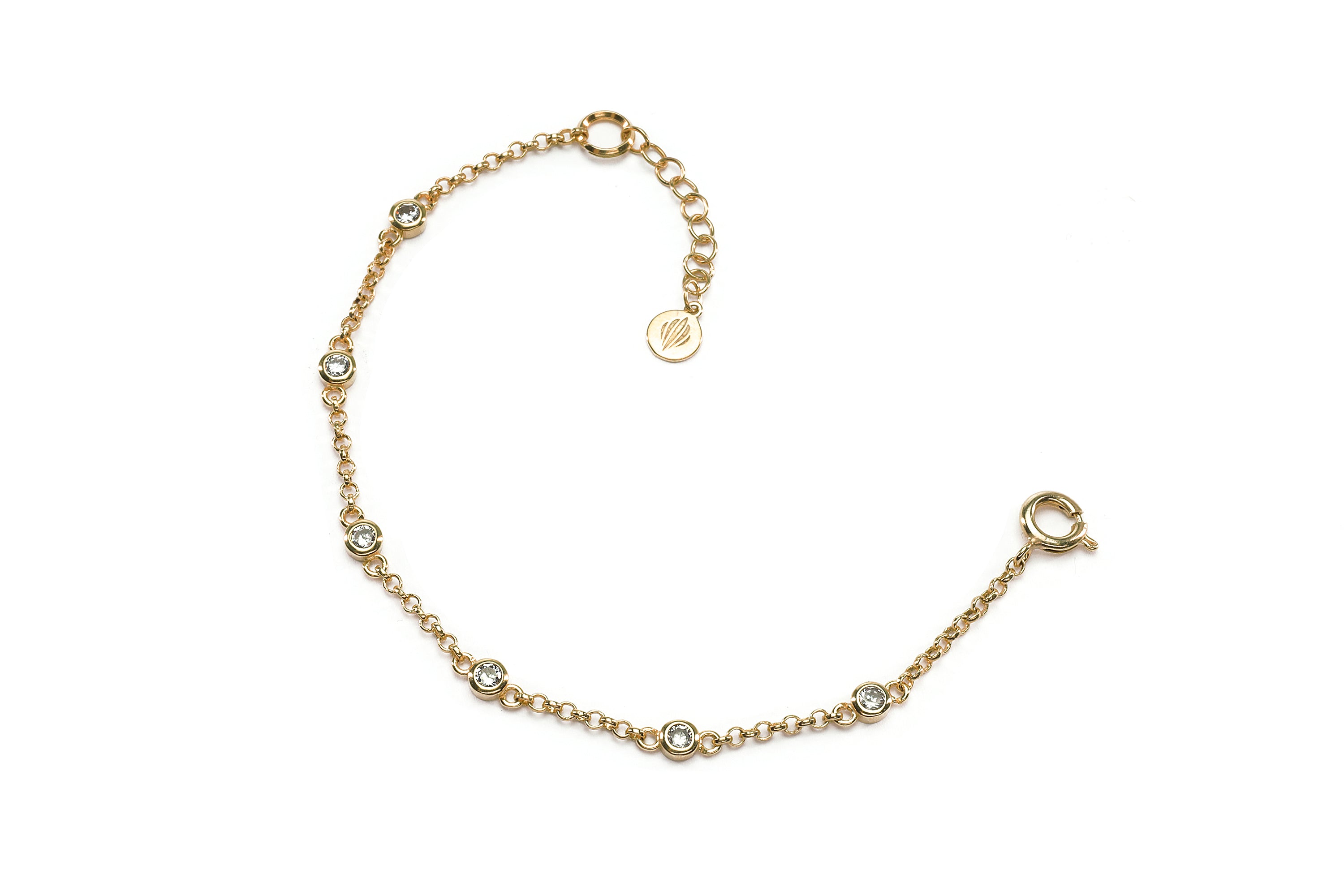 Minimalist Gold Chain Bracelet with Cubic Zirconia Charms Bracelets Anemone Unique