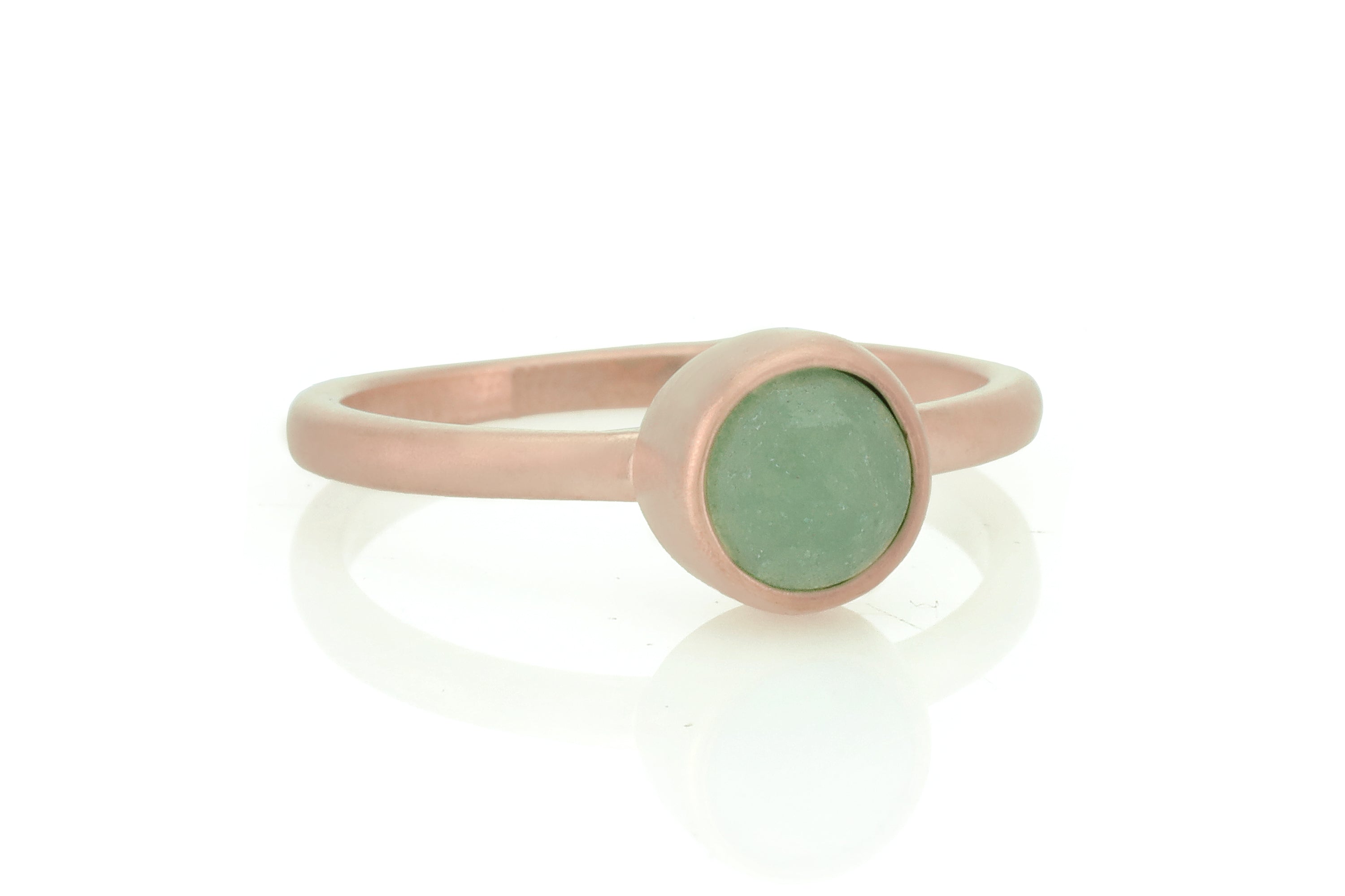 Delicate Dainty Gold Green Aventurine Round Bezel Ring Rings Anemone Limited