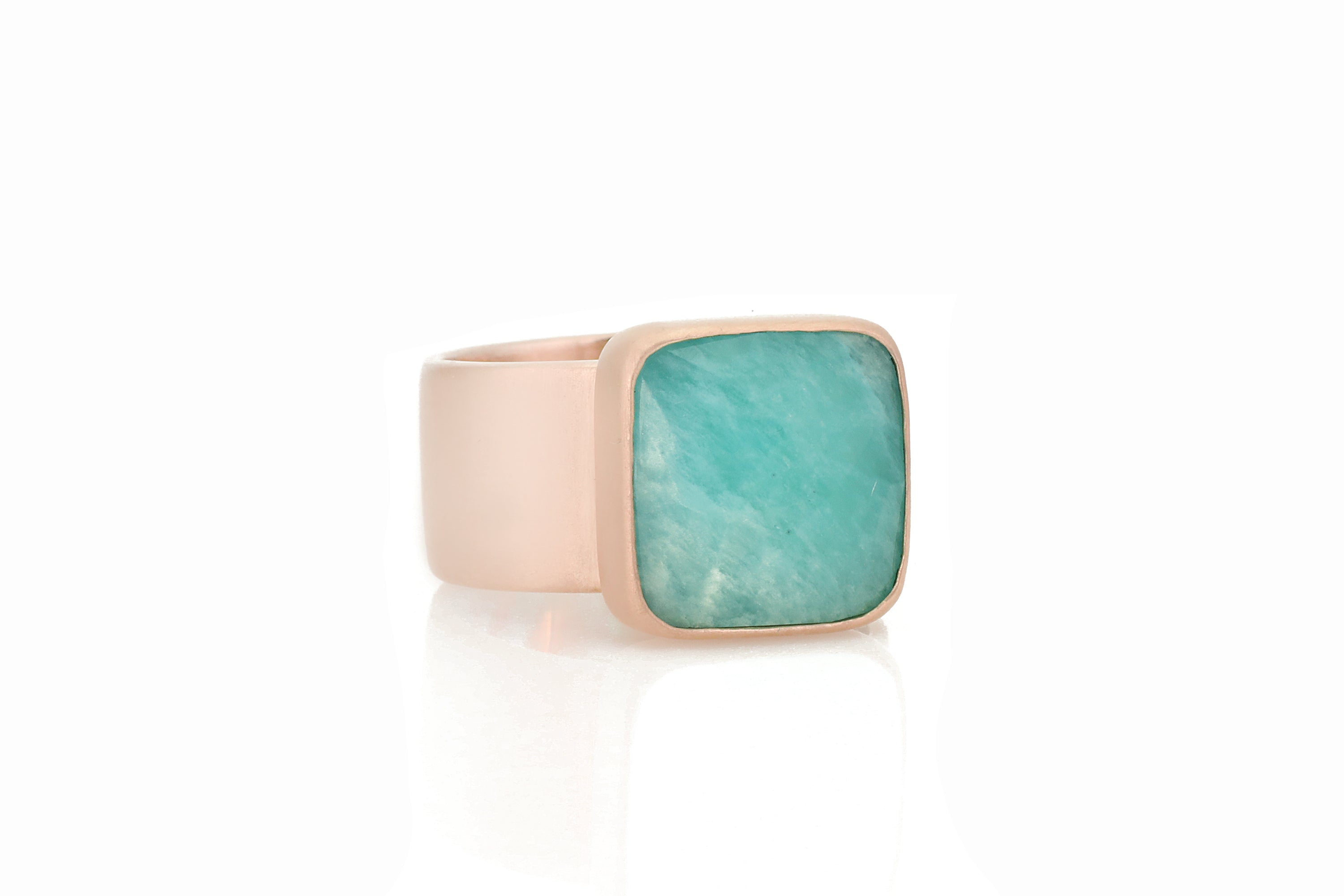 Thick Wide Amazonite Square Gemstone Gold Ring Rings Anemone Limited