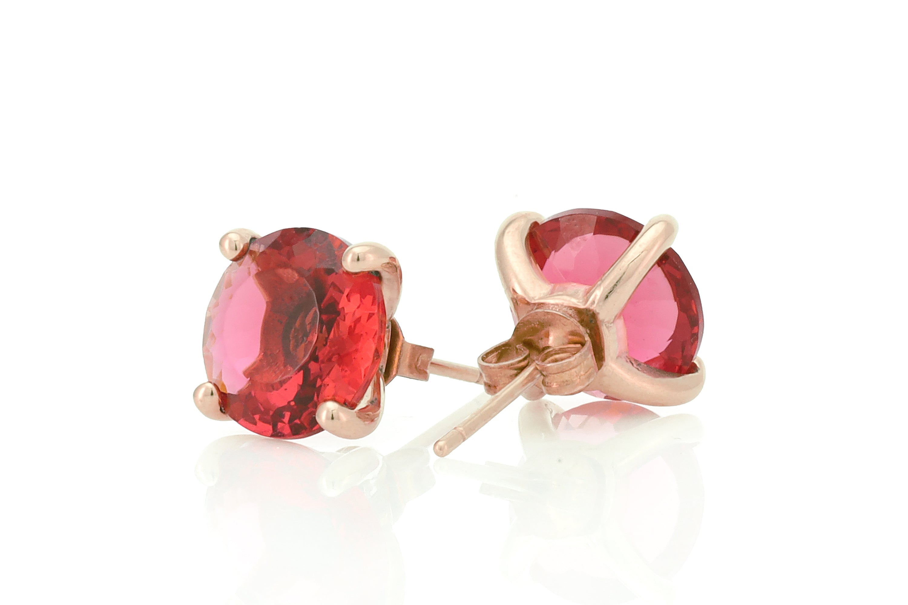 Pink Tourmaline Round Cut Gold Stud Earrings Earrings Anemone Unique