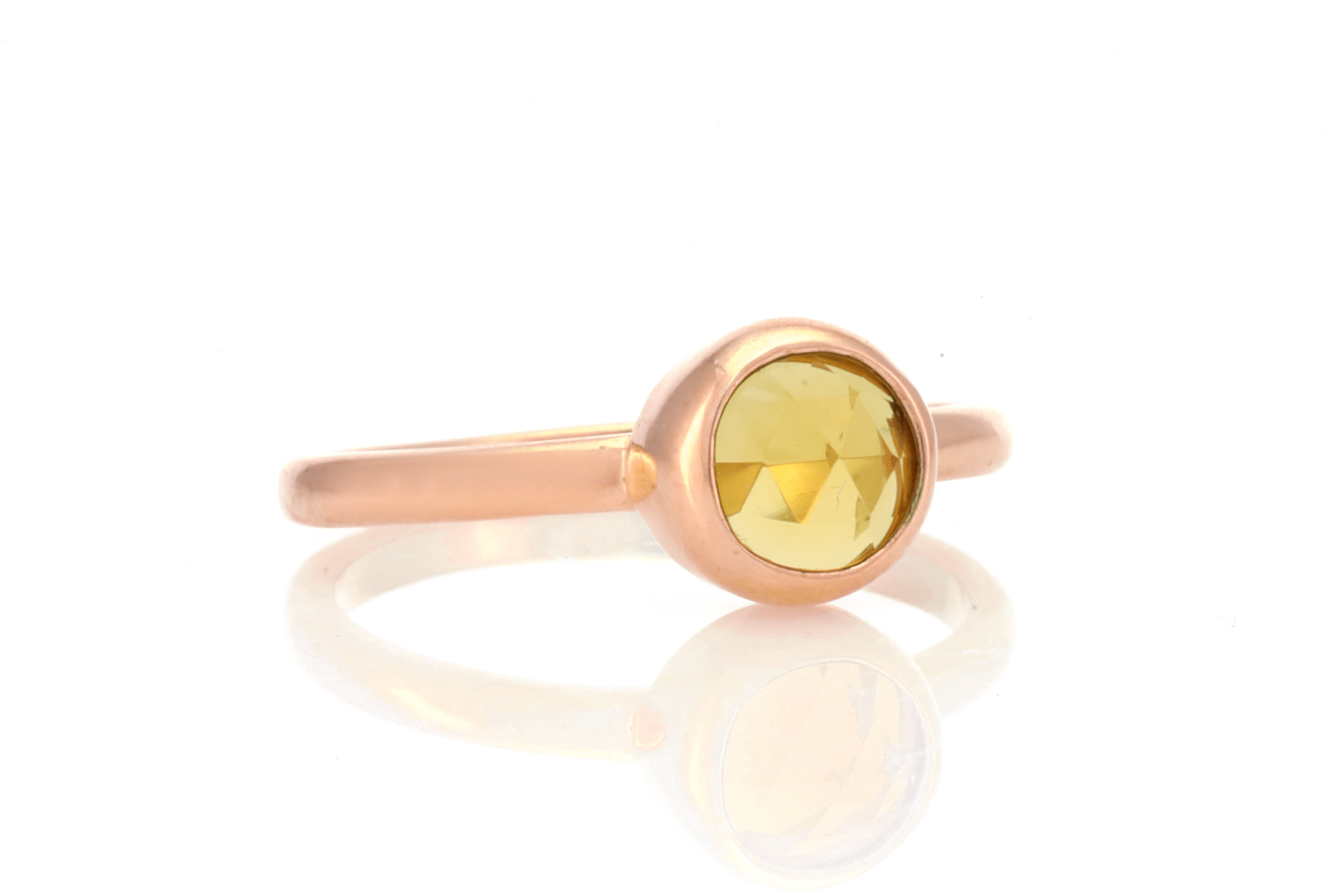 Citrine Gemstone Bezel Gold Stacking Ring Rings Anemone Limited
