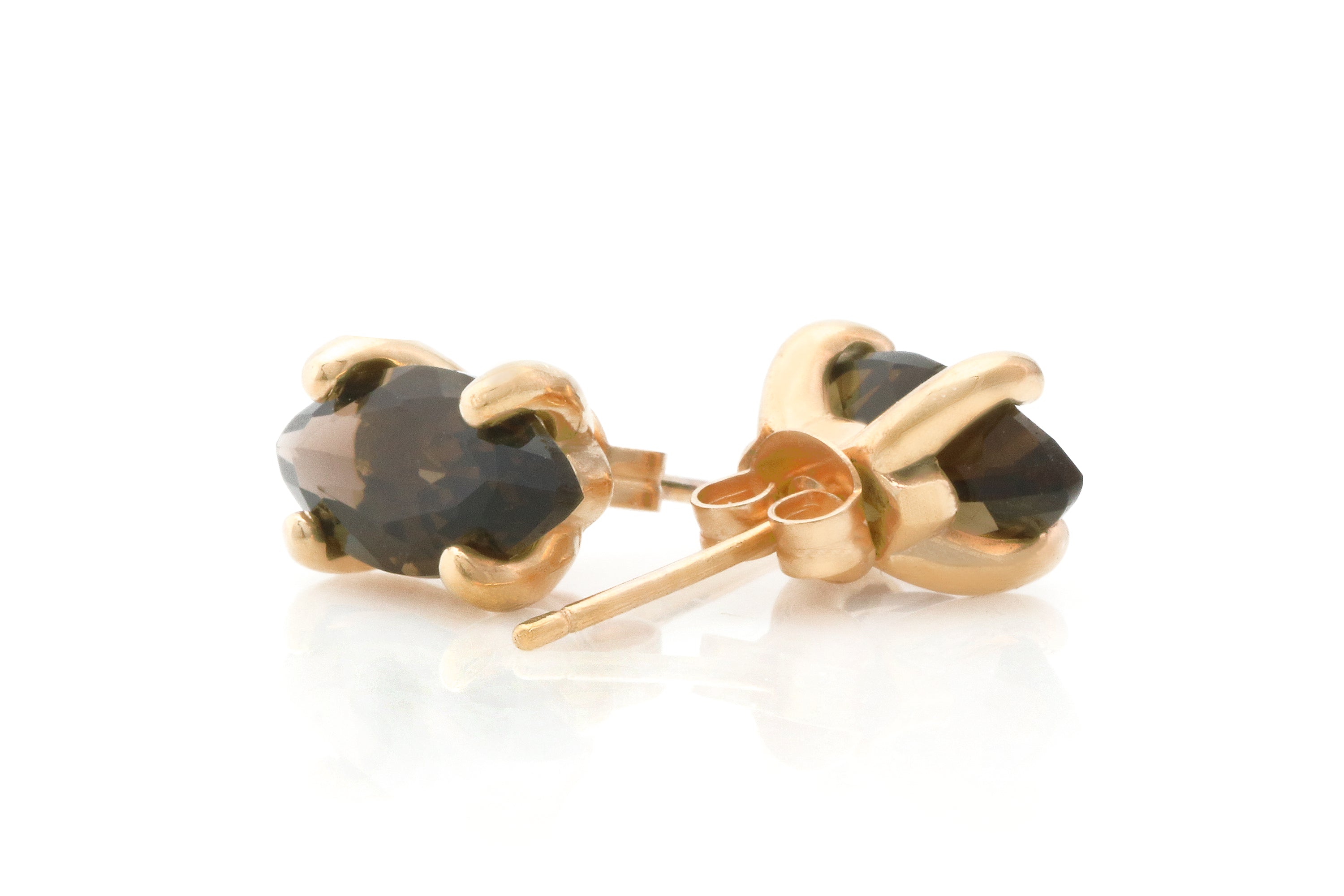 Artisan Smoky Quartz Gold Earrings Earrings Anemone Unique