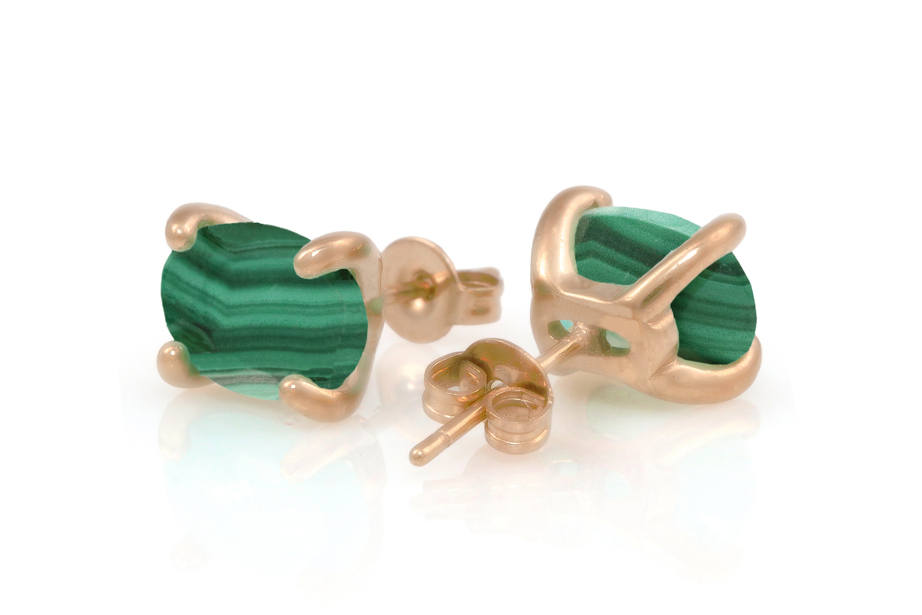 Vibrant Oval Malachite Gold Earrings Earrings Anemone Unique