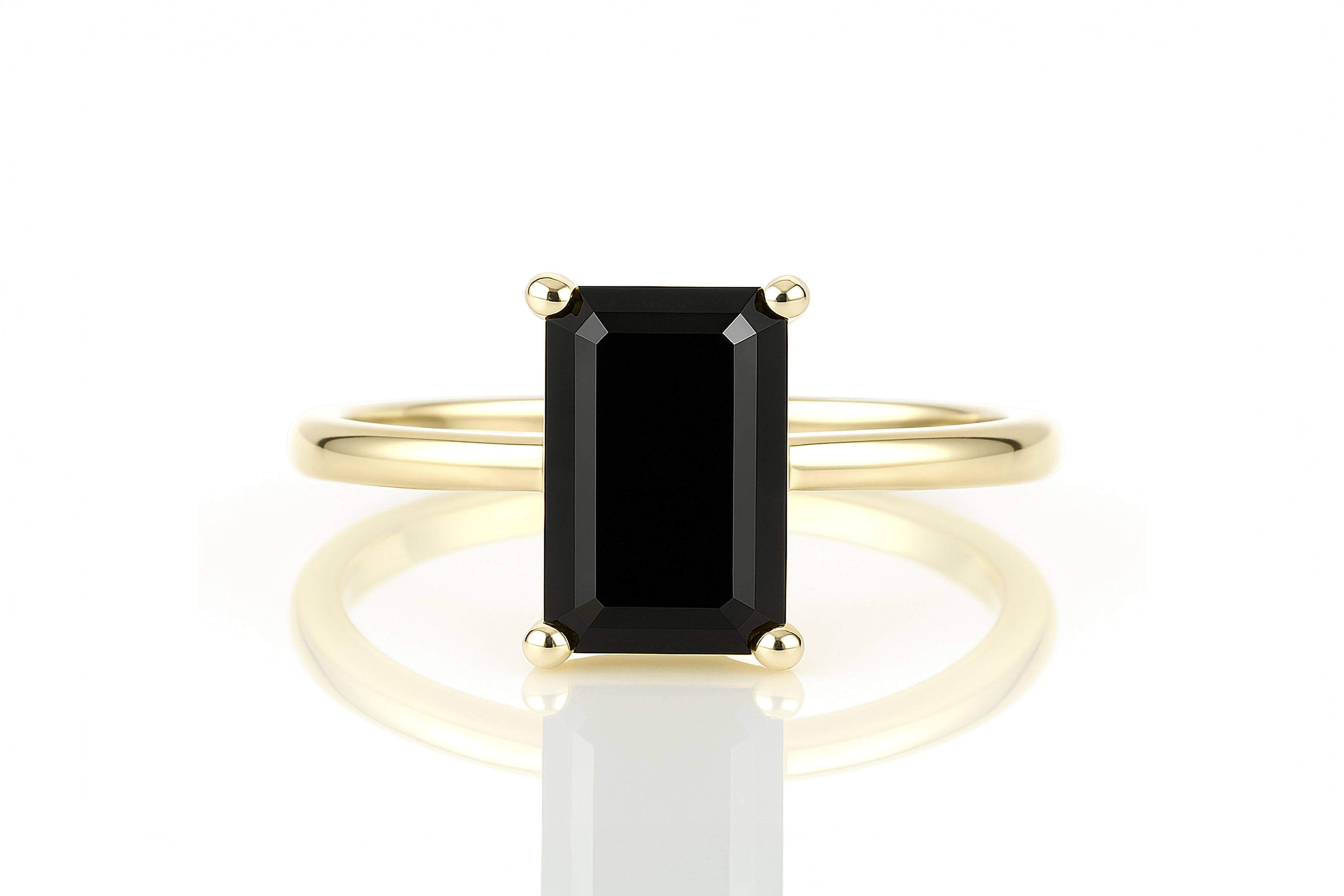Gold Stacking Ring with Black Onyx Rings Anemone Unique