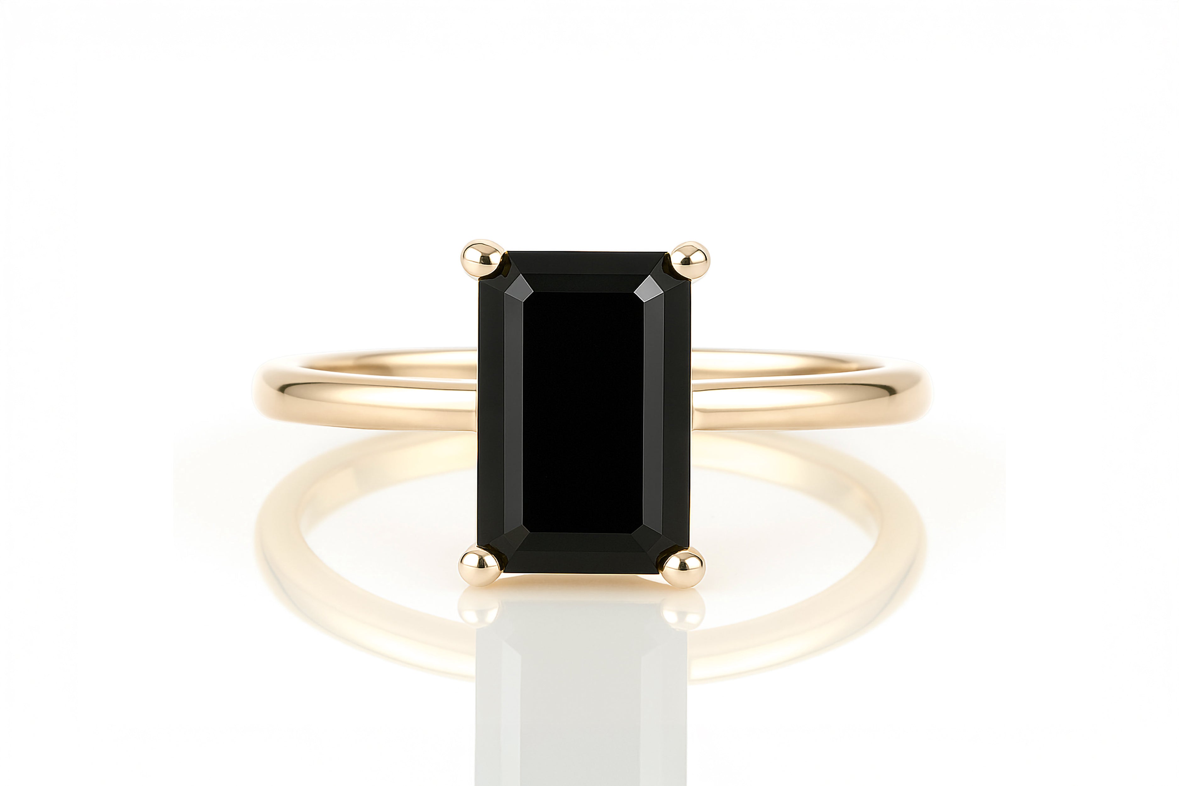 Gold Stacking Ring with Black Onyx Rings Anemone Unique