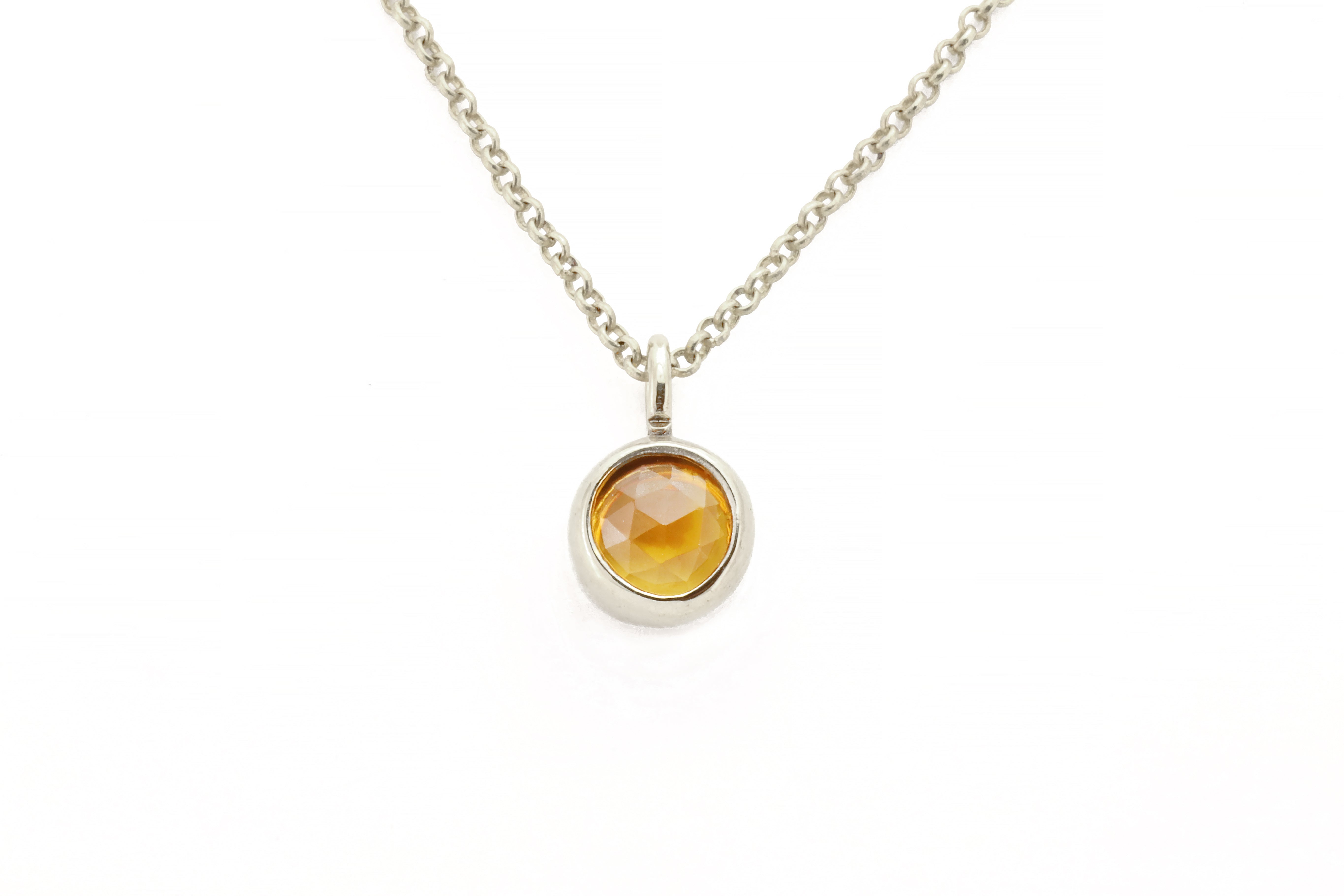 Citrine Pendant Necklace in Gold Bezel Setting necklaces Anemone Limited