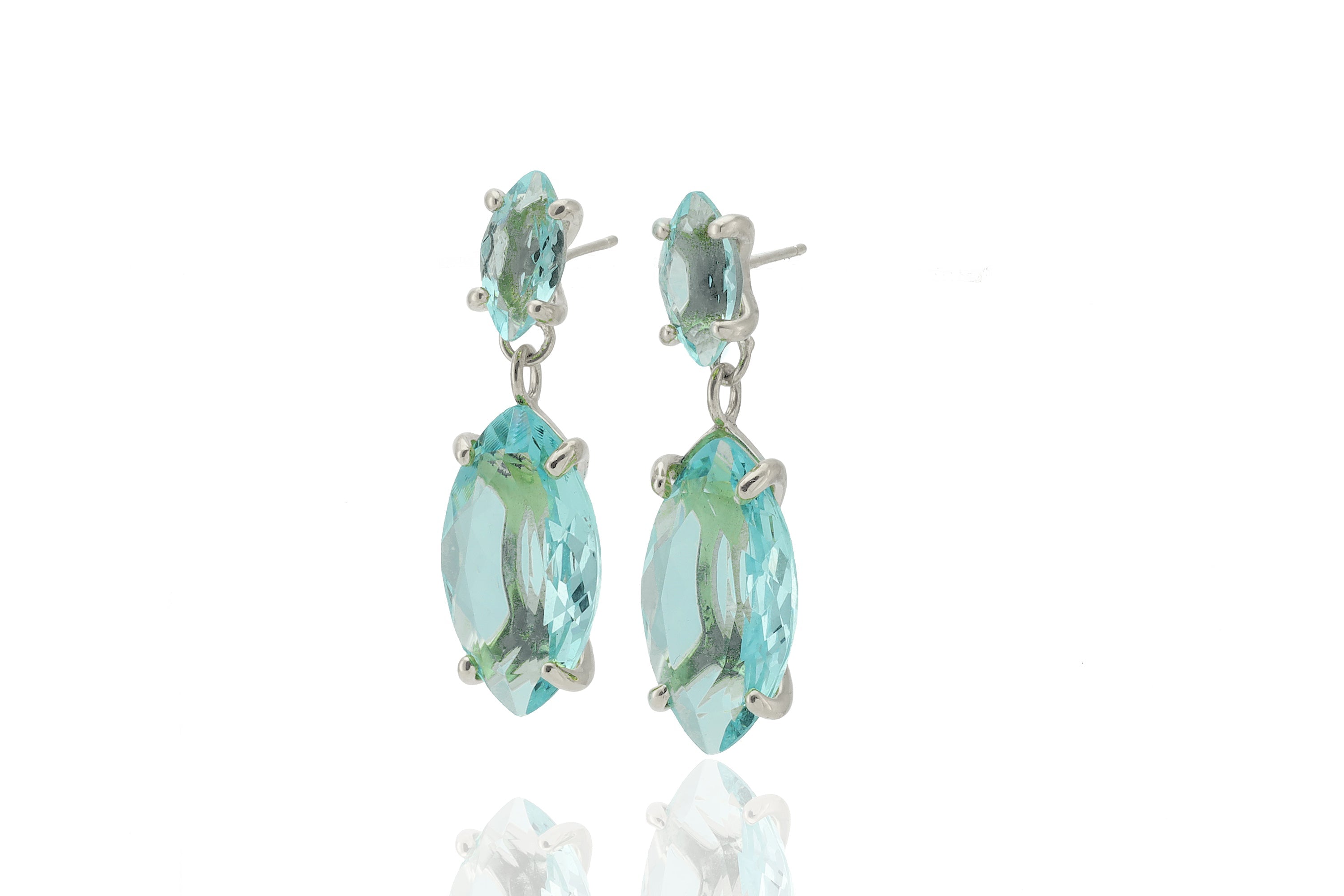 Blue Topaz Multi-Stone Gold Dangle Earrings Earrings Anemone Jewelry