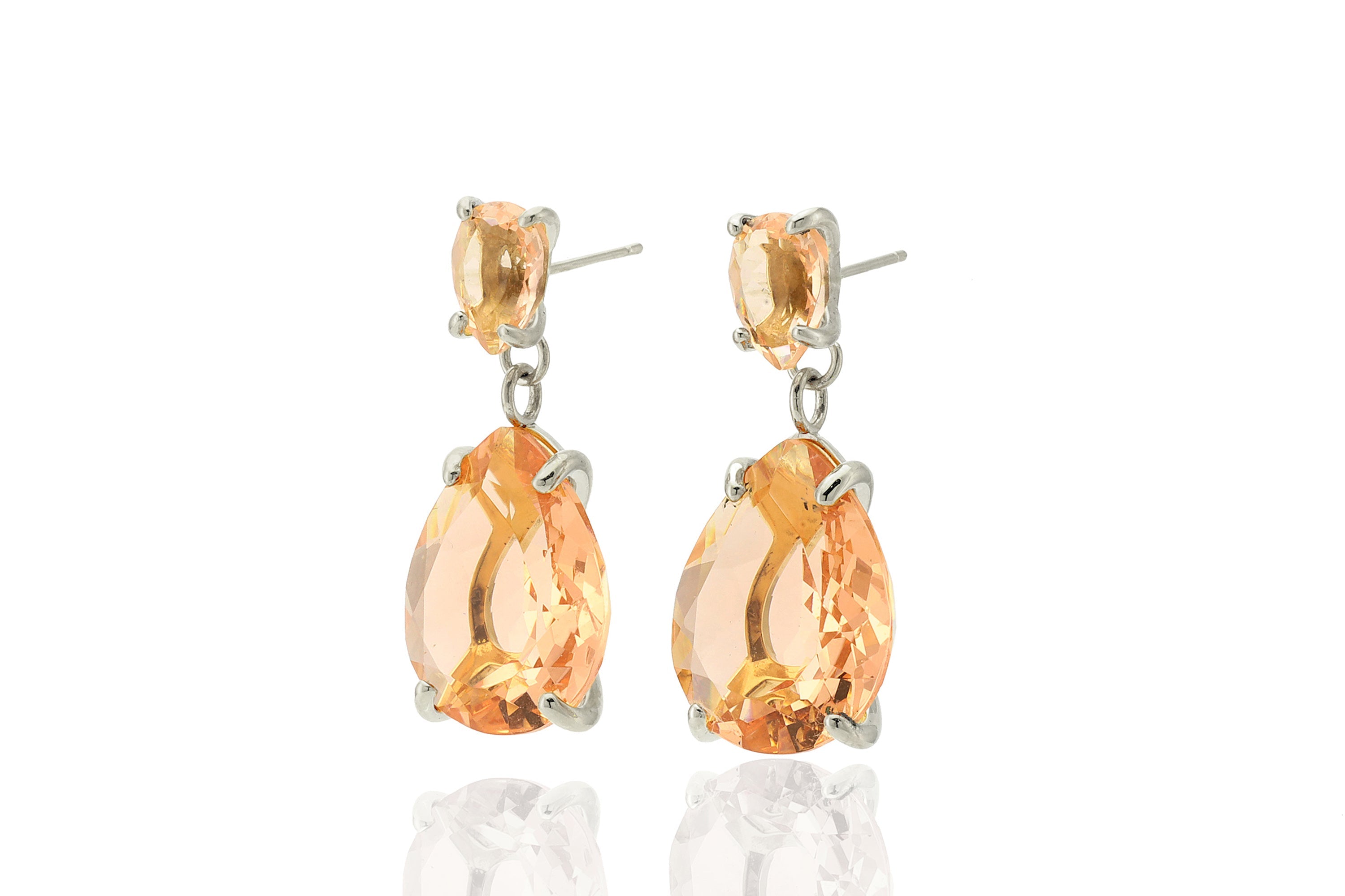 Pear Morganite Long Multi-Stone Gold Earrings Earrings Anemone Jewelry