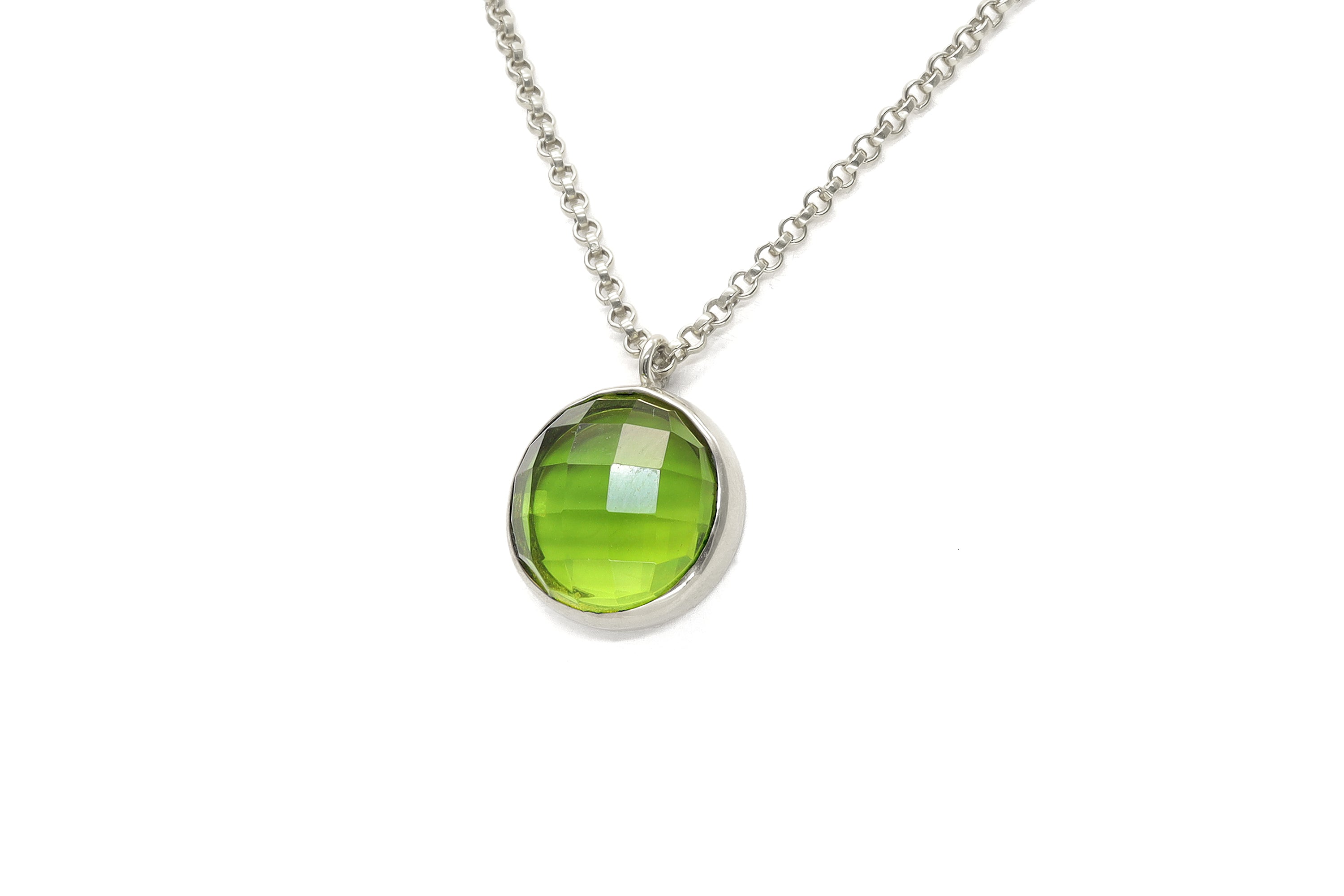Handmade Bezel Set Peridot Pendant Silver Necklace necklaces Anemone Limited