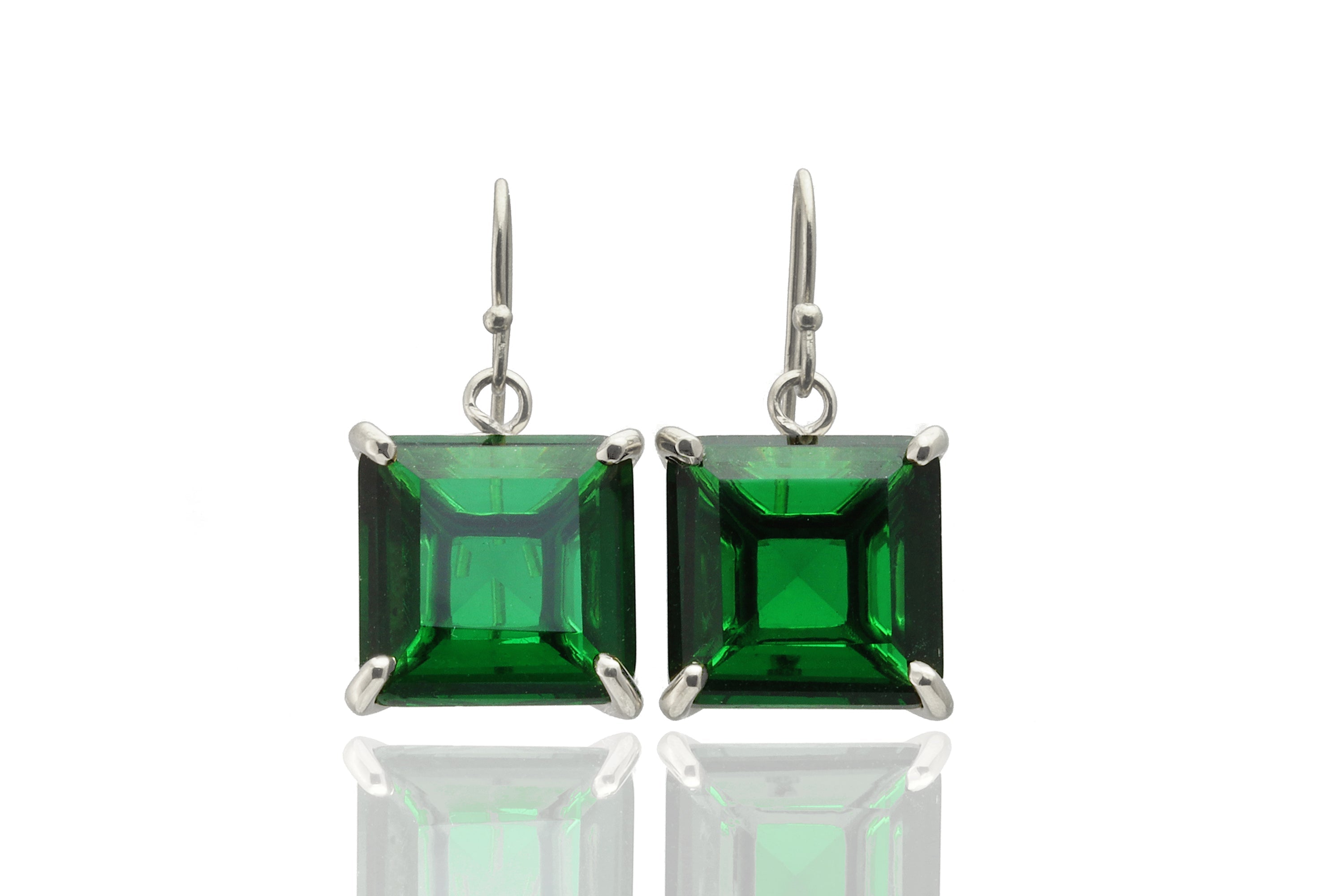 14k Gold Filled Dangle Emerald Square Earrings Earrings Anemone Jewelry