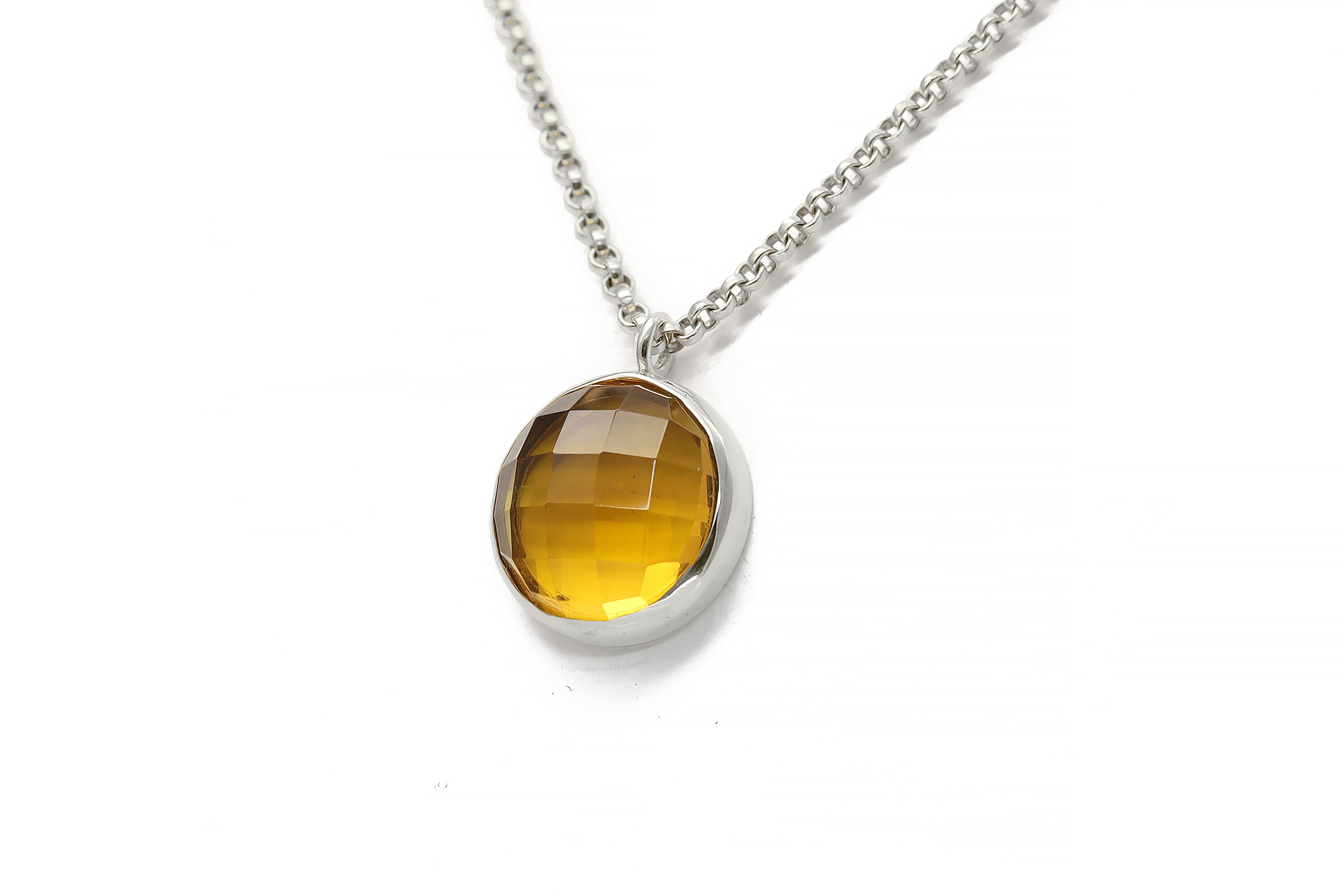 Lustrous Citrine Statement Silver Bezel Set Necklace necklaces Anemone Limited