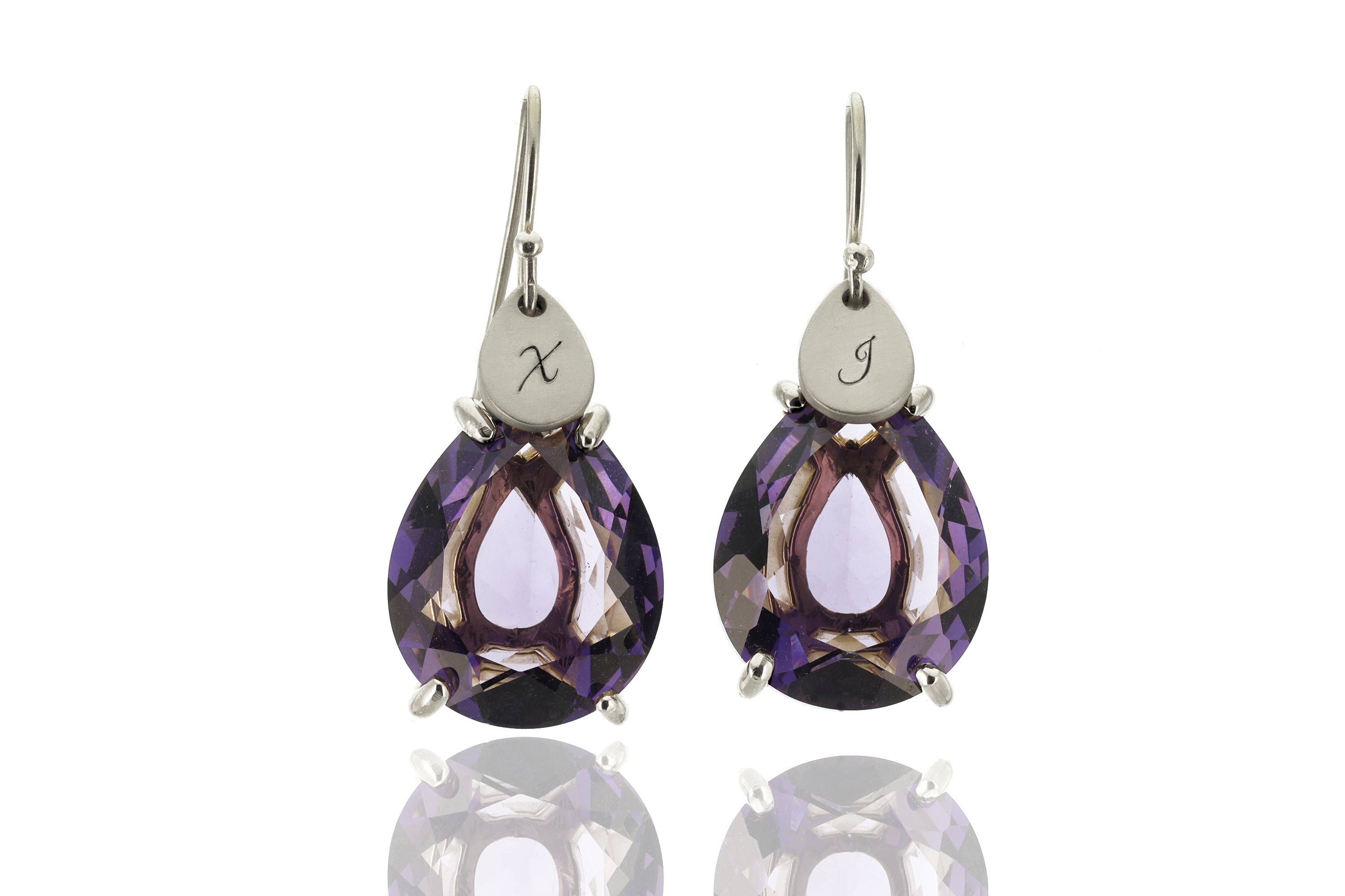 Purple Amethyst Customized Engraved Coin Gold Earrings Earrings Anemone Jewelry