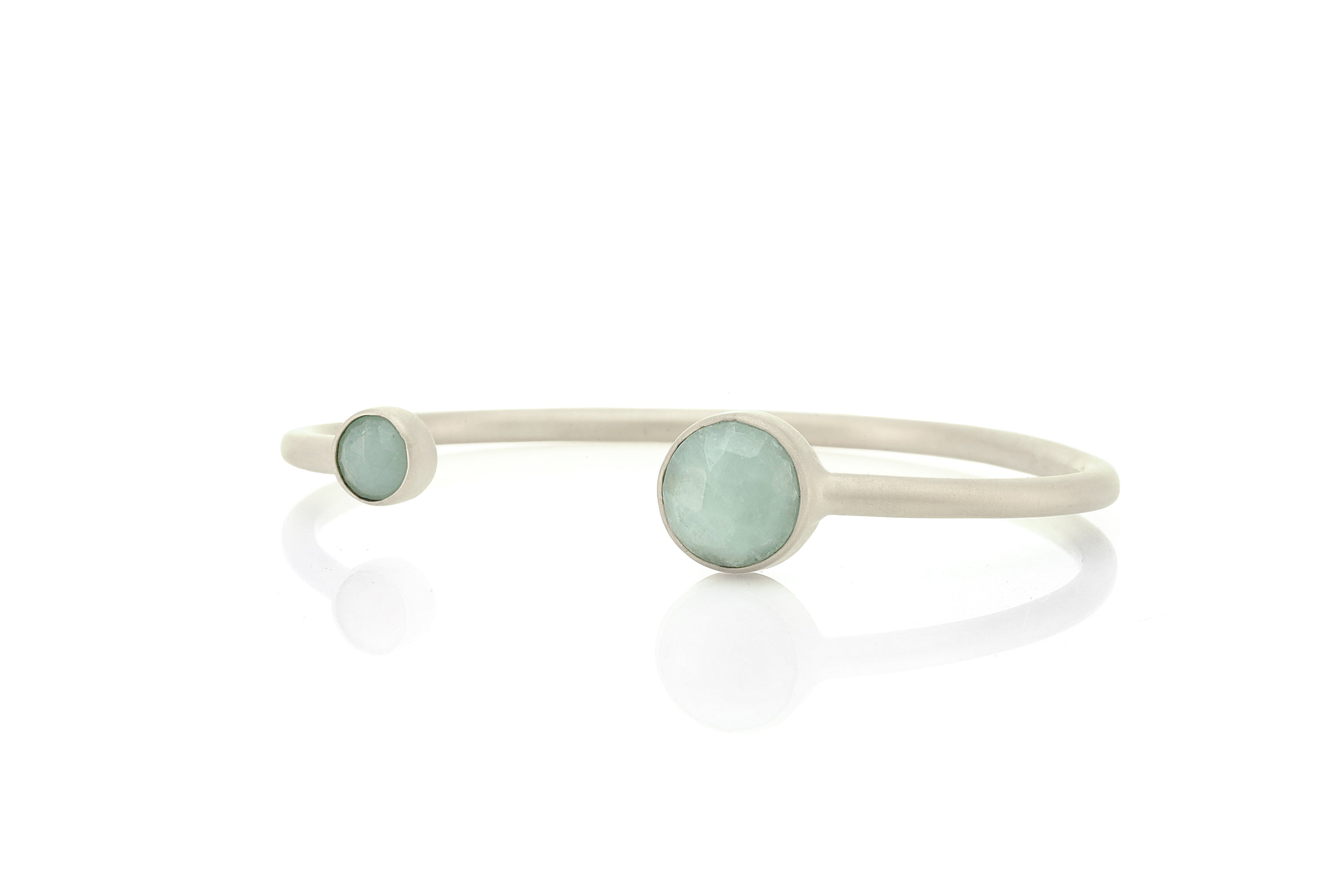 Aquamarine Multi Stone Bezel Set Gold Open Cuff Bracelet Bracelets Anemone Limited