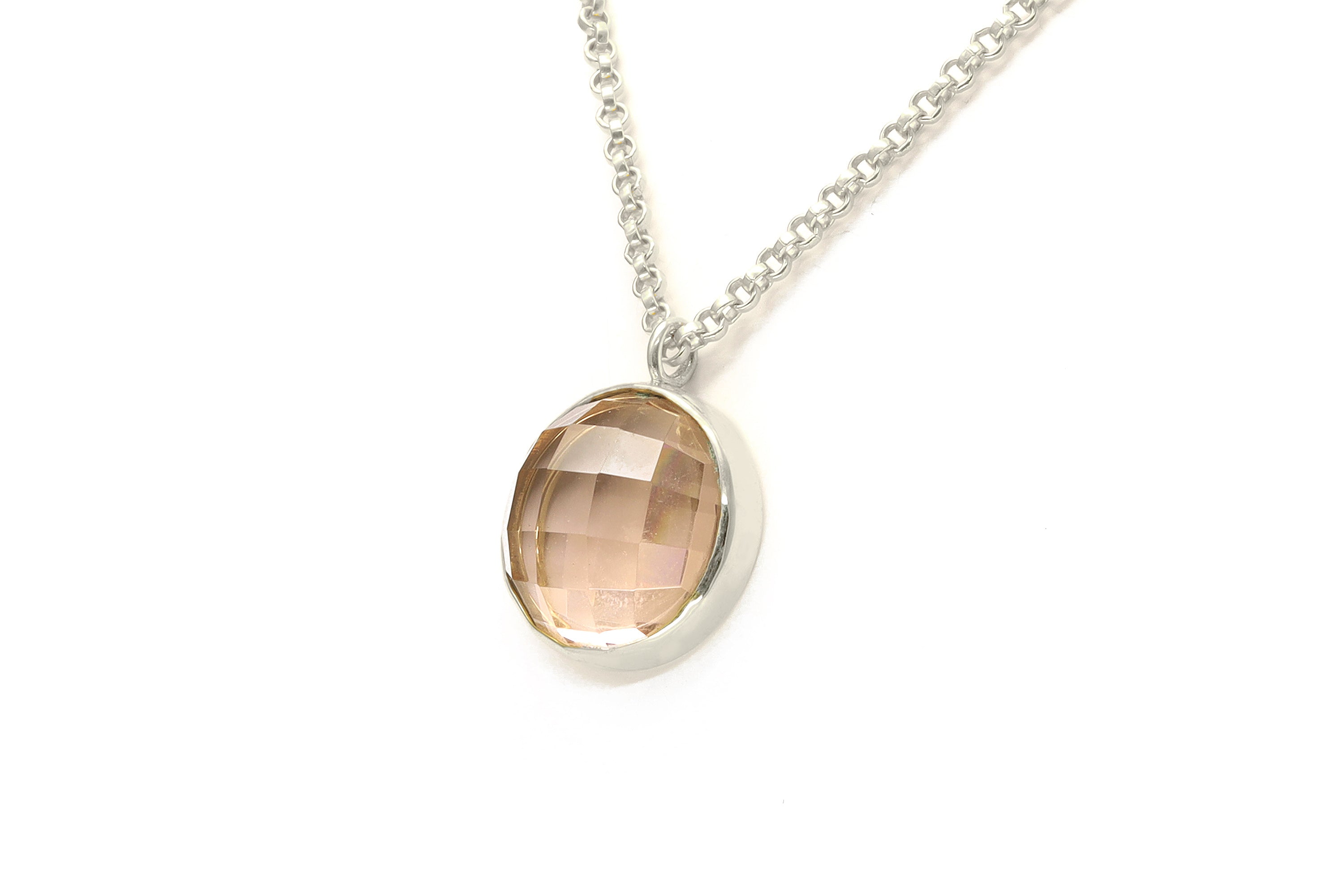 Rose Gold Morganite Pendant Bezel Necklace necklaces Anemone Limited