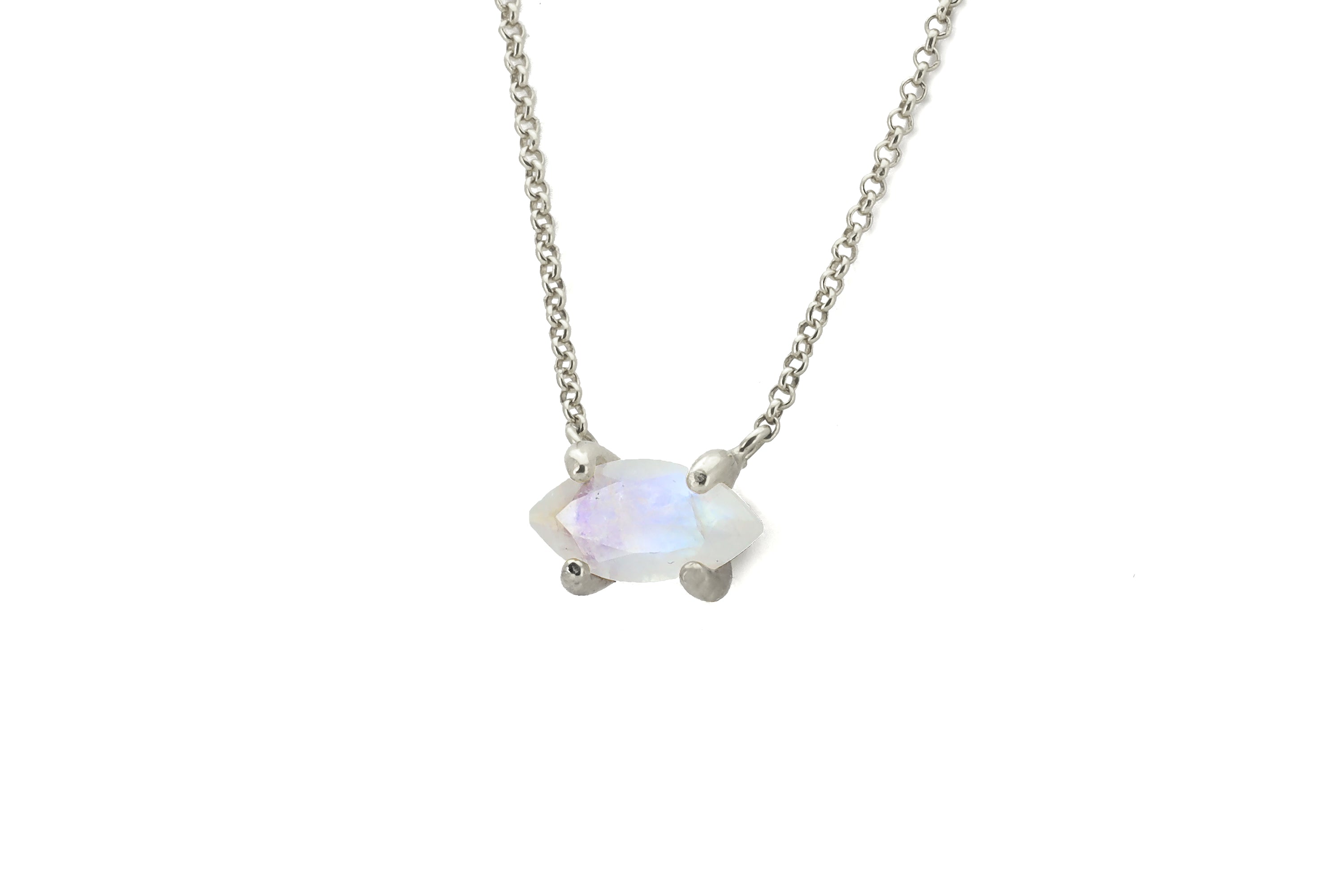 Marquise Cut Horizontal Moonstone Gold Pendant Necklace necklaces Anemone Unique