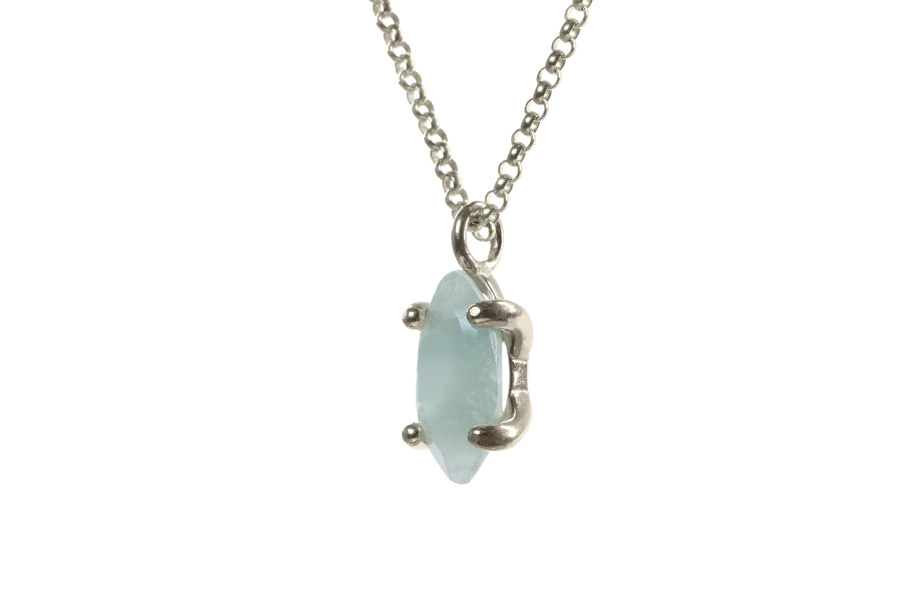 Marquise Aquamarine Pendant Necklace in Gold necklaces Anemone Unique