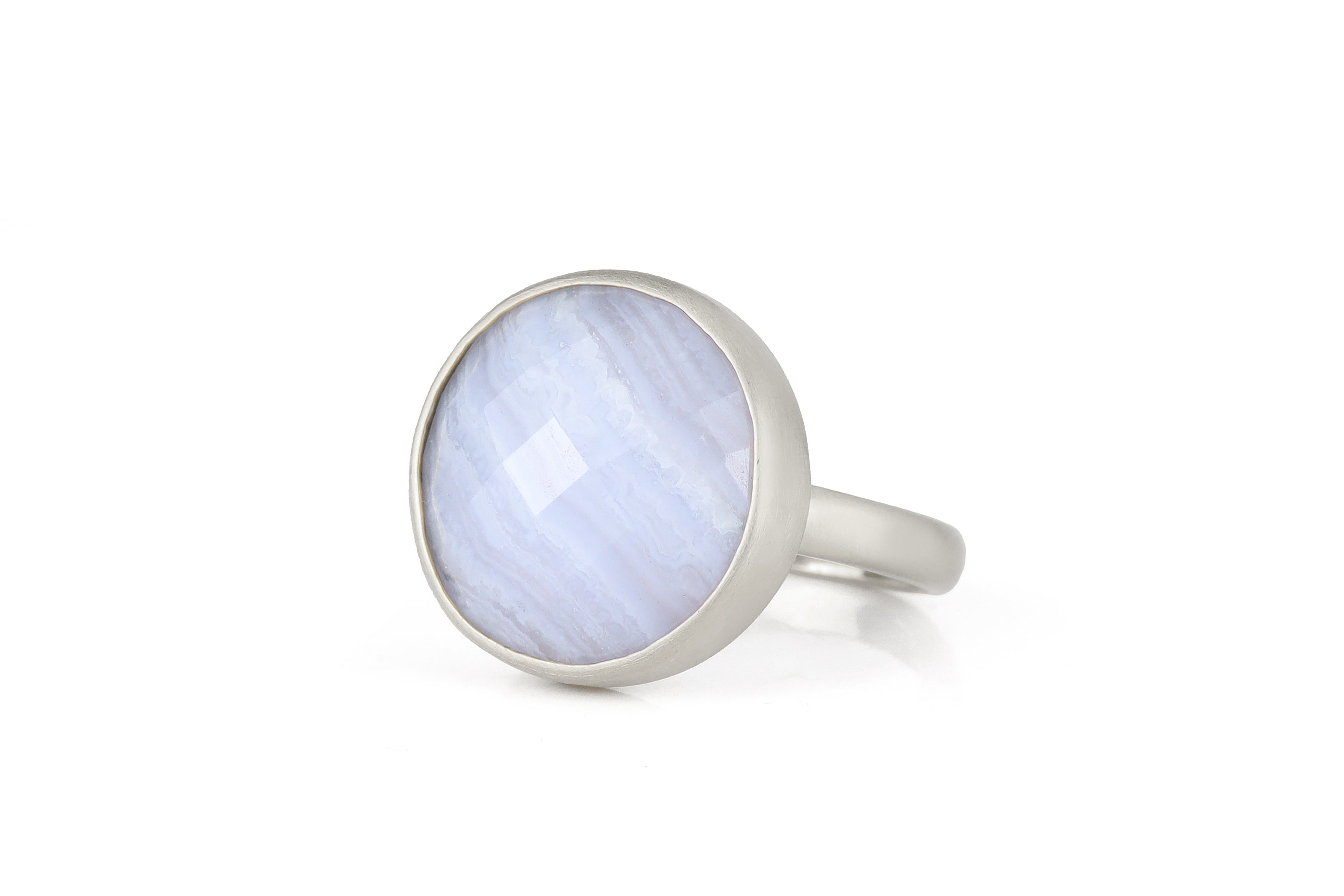 Round Blue Lace Agate Gold Ring Rings Anemone Limited