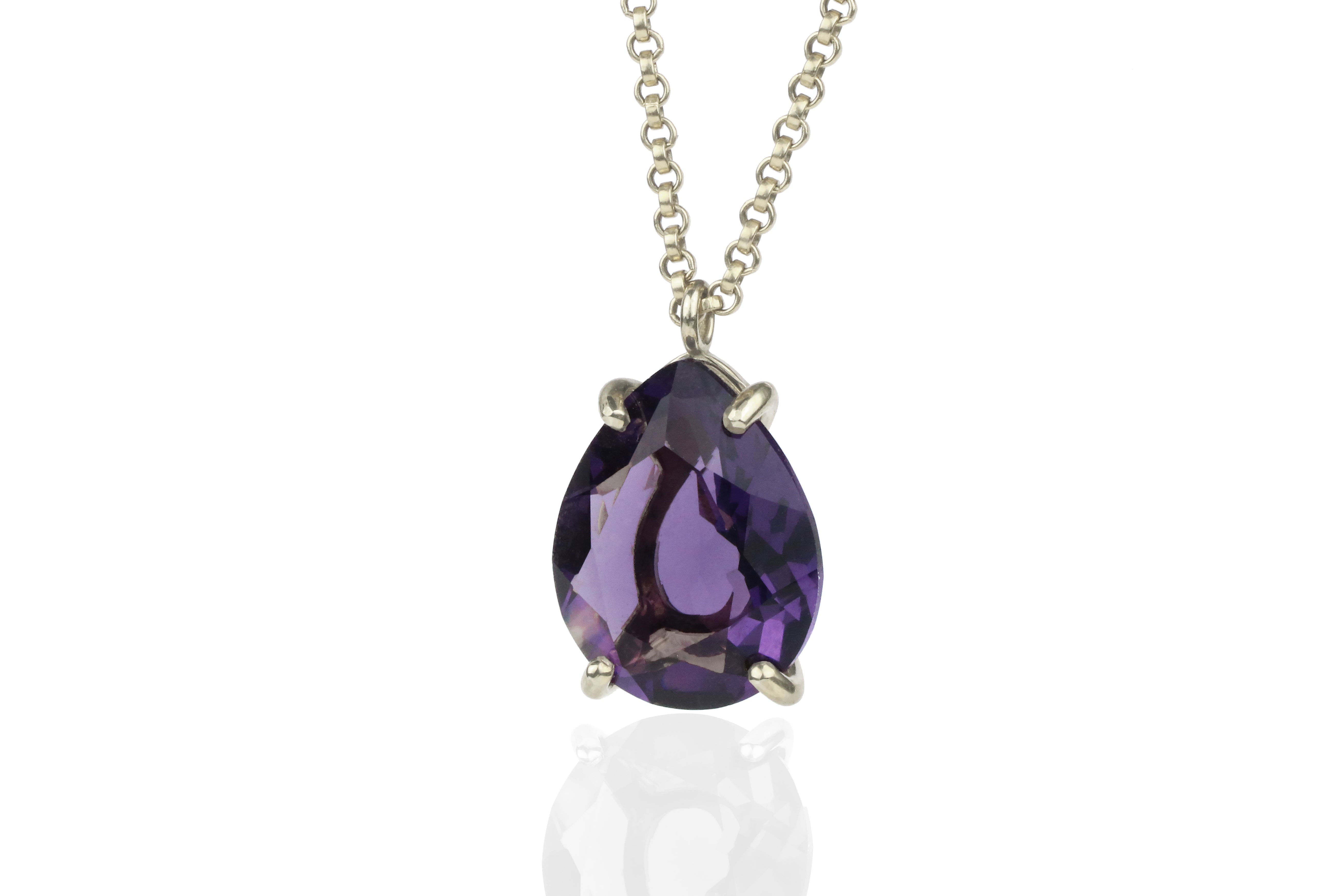 Pear Amethyst Gold Pendant Necklace necklaces Anemone Jewelry