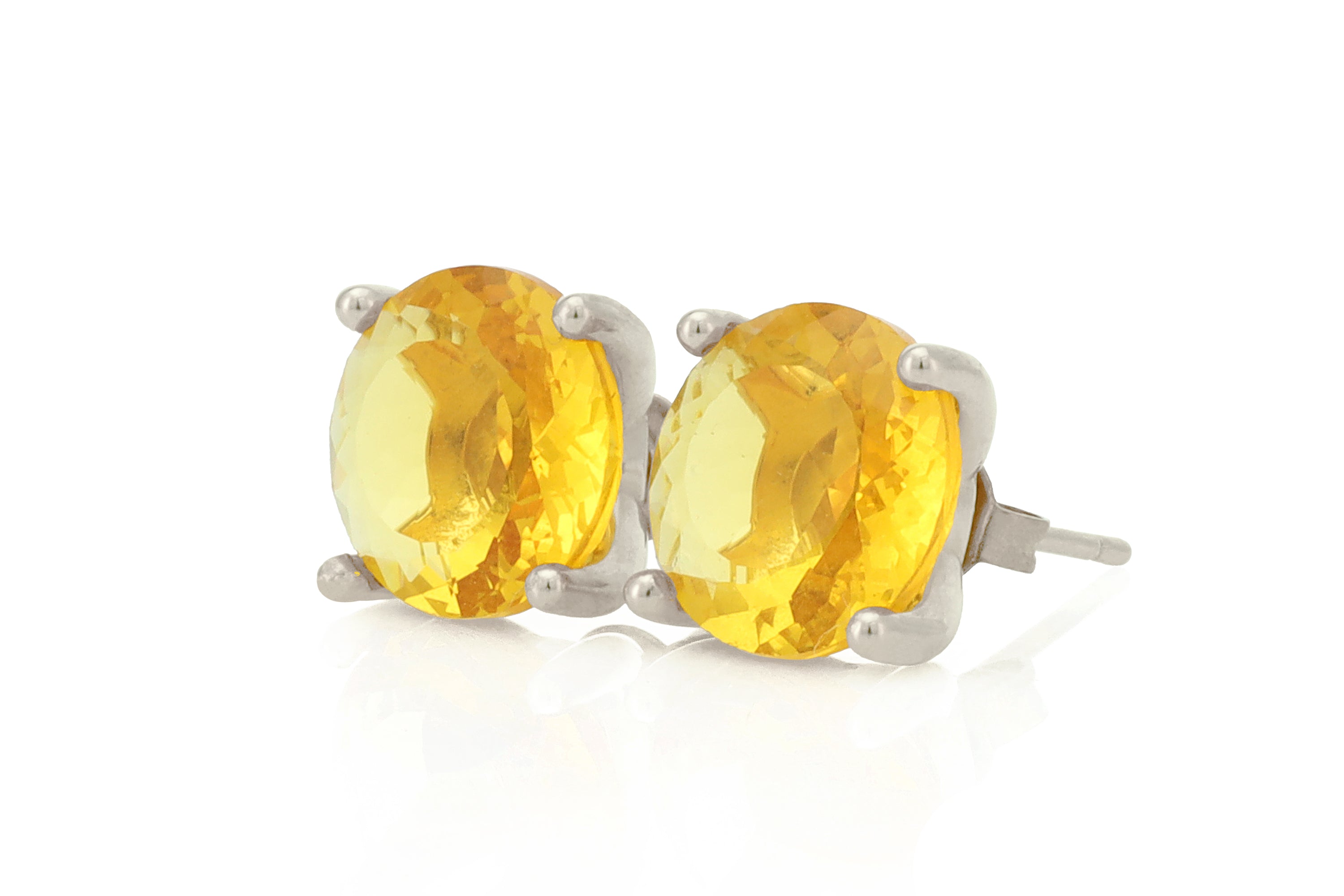 14k Gold Round Citrine Post Earrings Earrings Anemone Unique