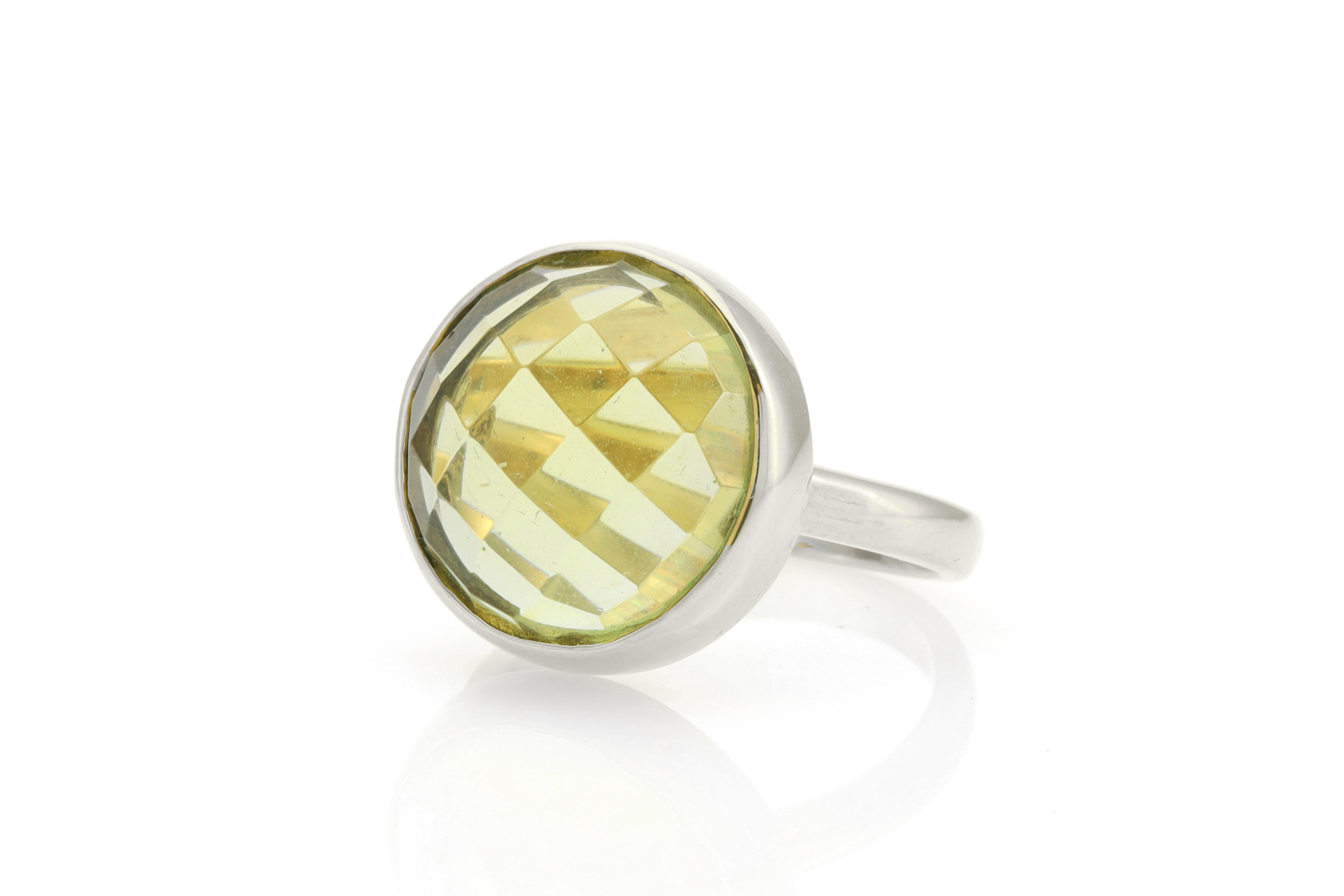 Bezel Set Lemon Quartz Faceted Ring in Gold Rings Anemone Limited