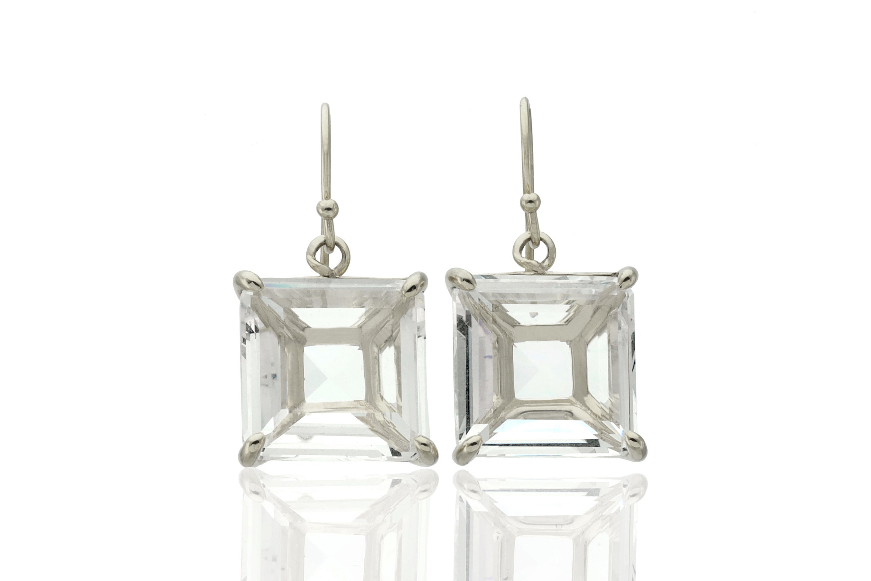 Crystal Quartz Square Gemstone Gold Earrings Earrings Anemone Jewelry