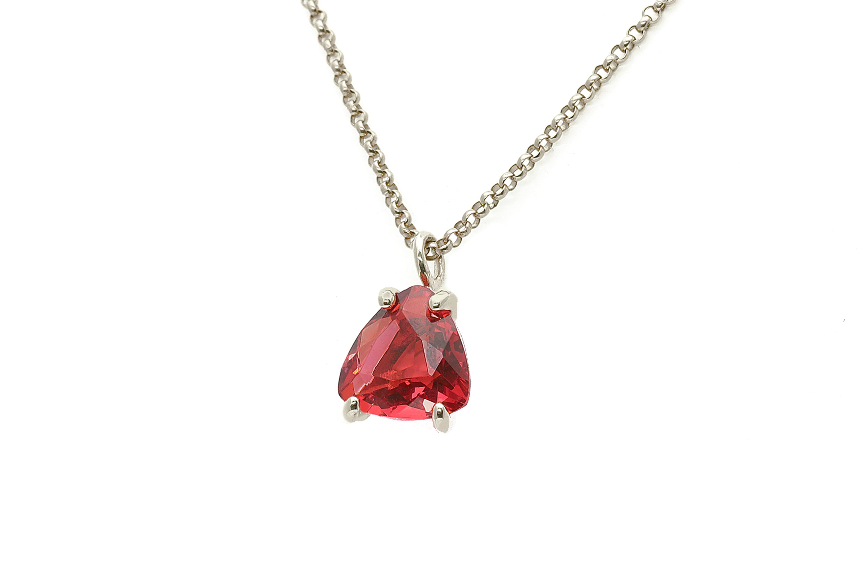 Pink Tourmaline Trillion Pendant Gold Necklace necklaces Anemone Unique