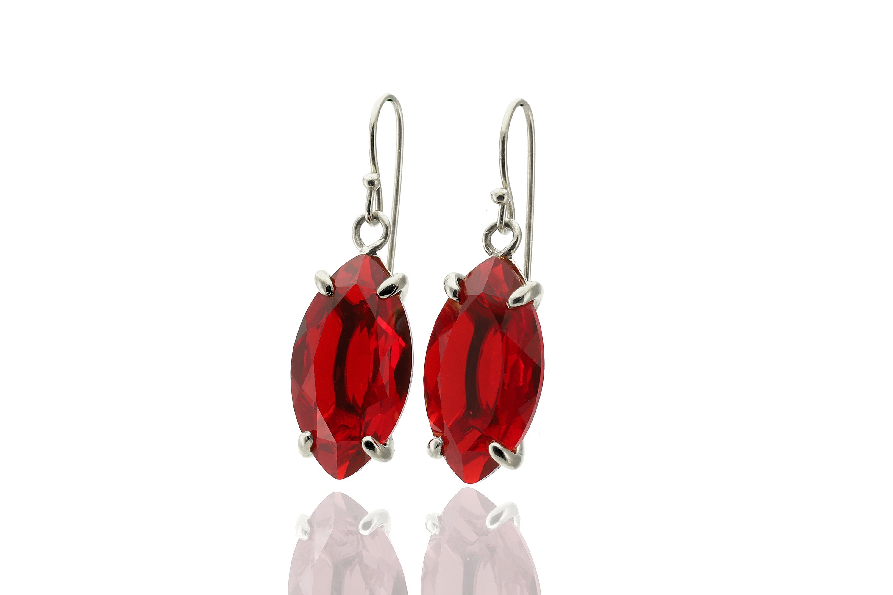 Marquise Red Ruby Gemstone Dangle Gold Earrings Earrings Anemone Jewelry