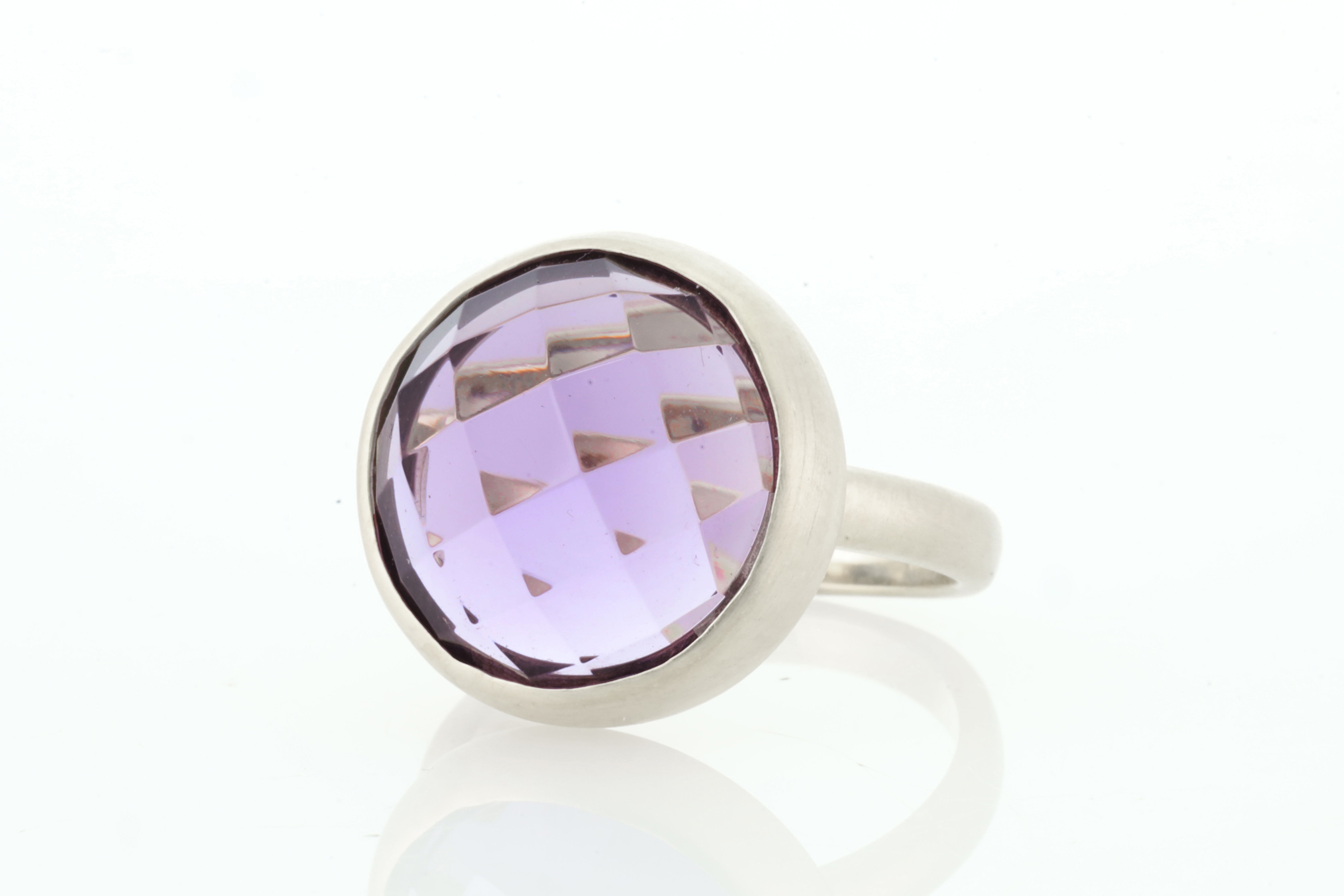 Amethyst Bezel Set Gold Gemstone Ring Rings Anemone Limited