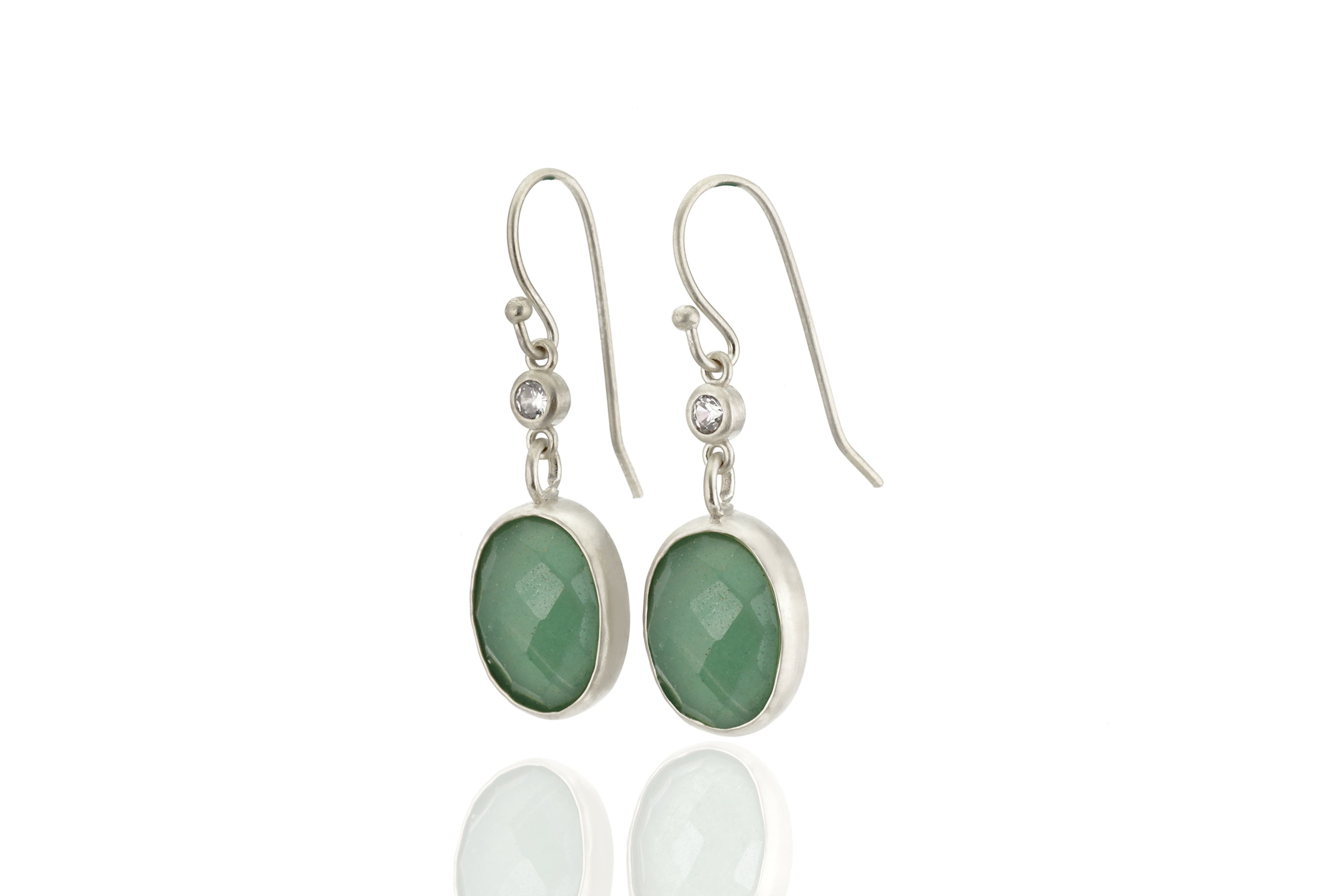 Green Aventurine Two-Part Gold Earrings Earrings Anemone Limited