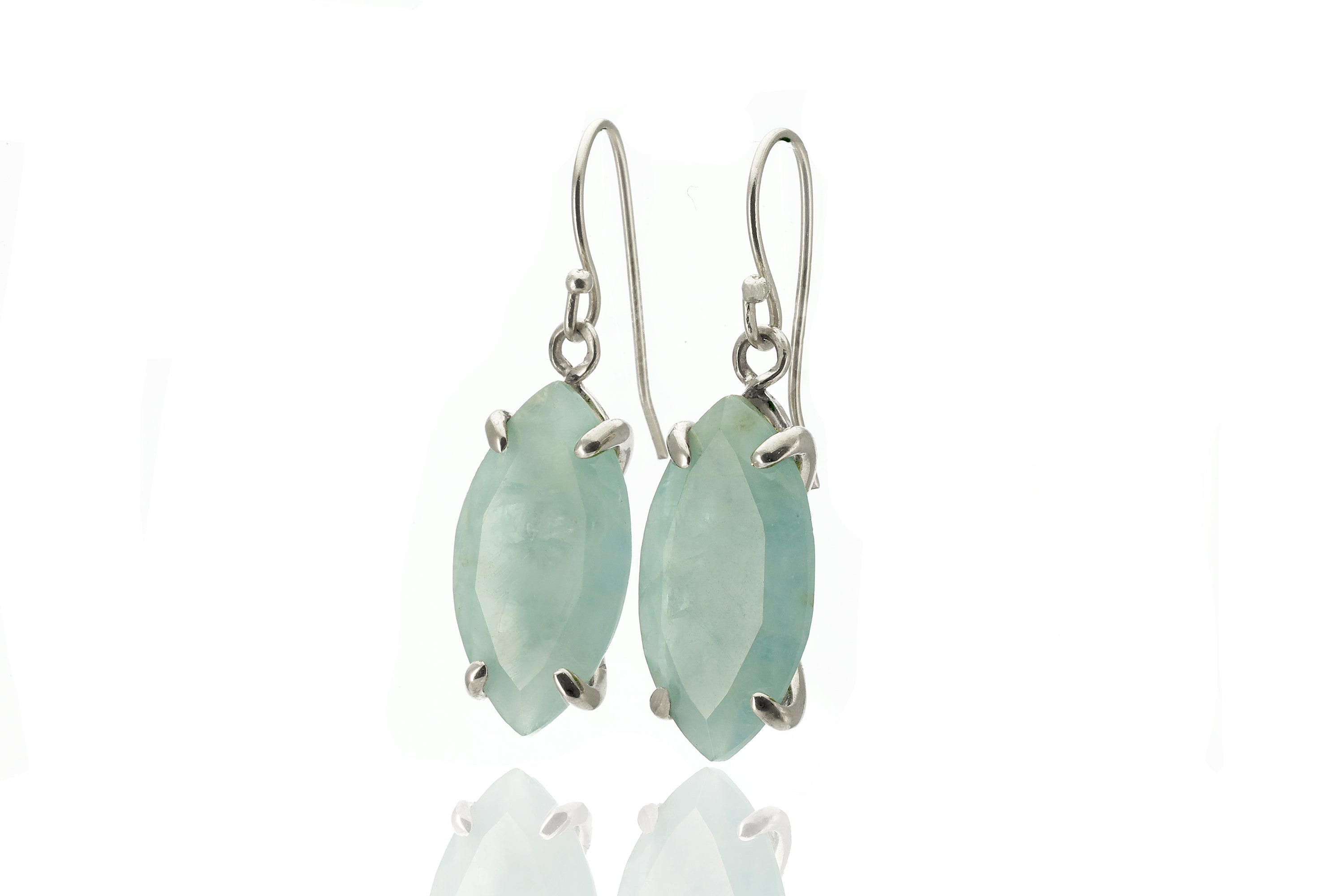 Marquise Cut Aquamarine Gemstone Gold Earrings Earrings Anemone Jewelry
